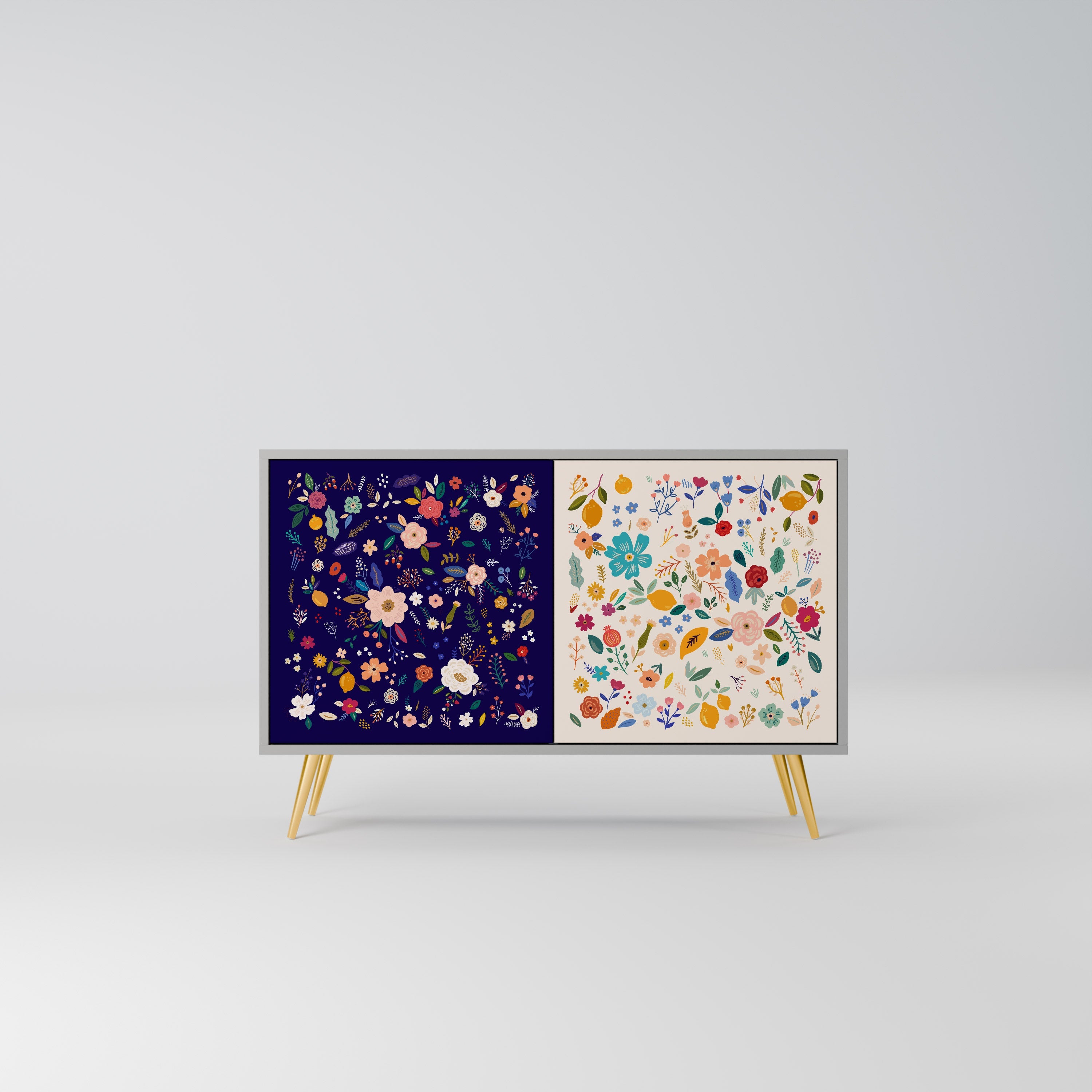 FLORAL COMBINATION Sideboard mit 2 Türen in Grau