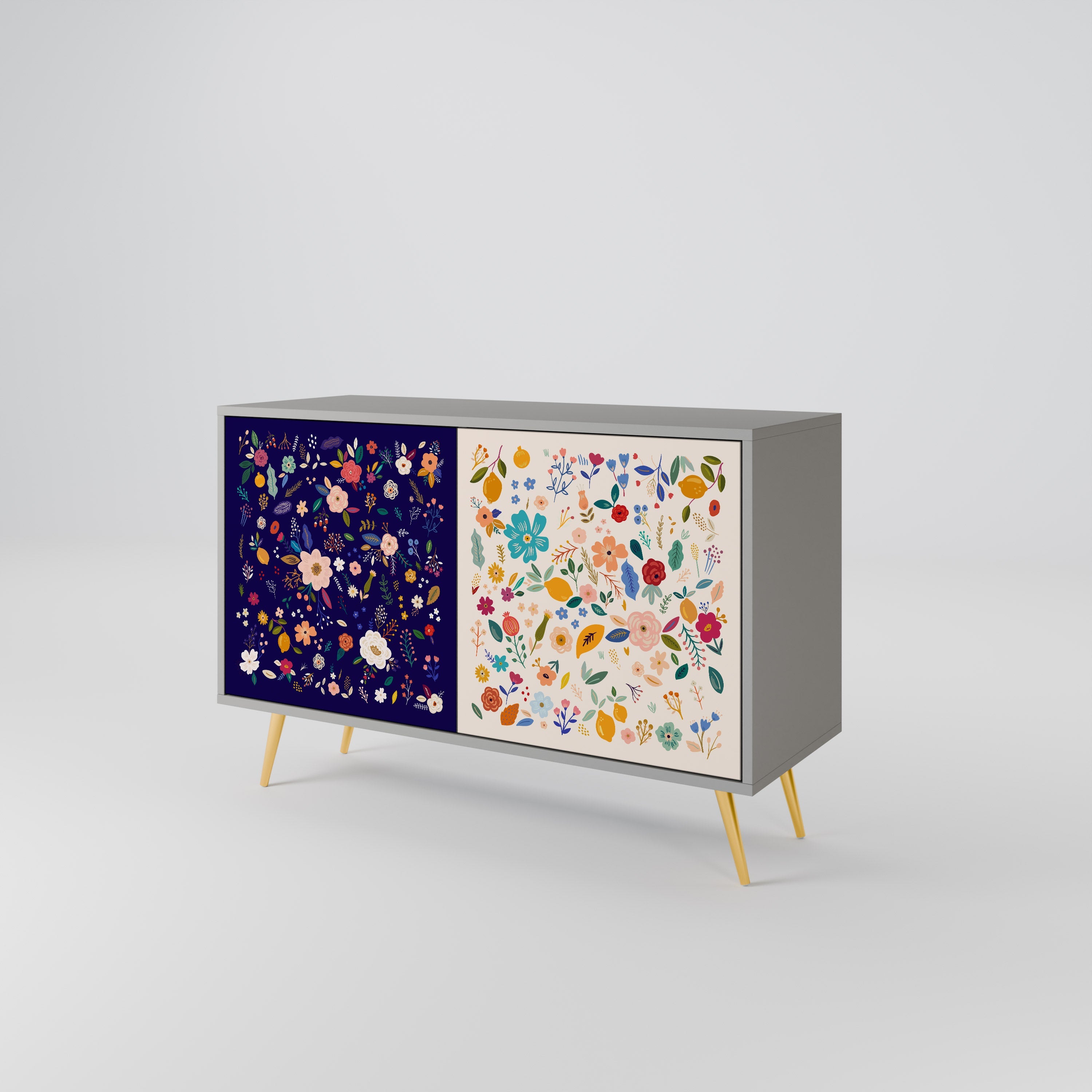 FLORAL COMBINATION Sideboard mit 2 Türen in Grau
