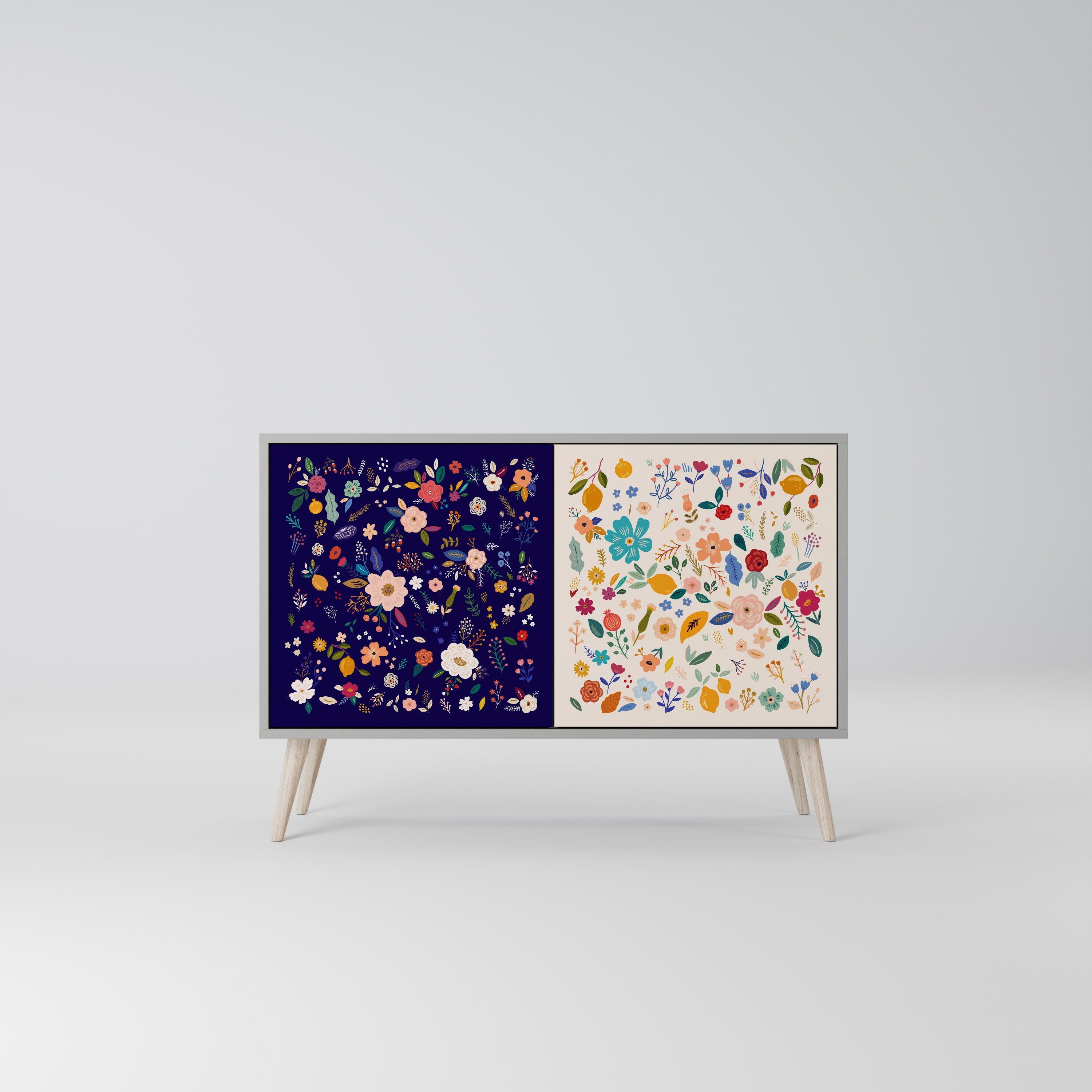 FLORAL COMBINATION Sideboard mit 2 Türen in Grau