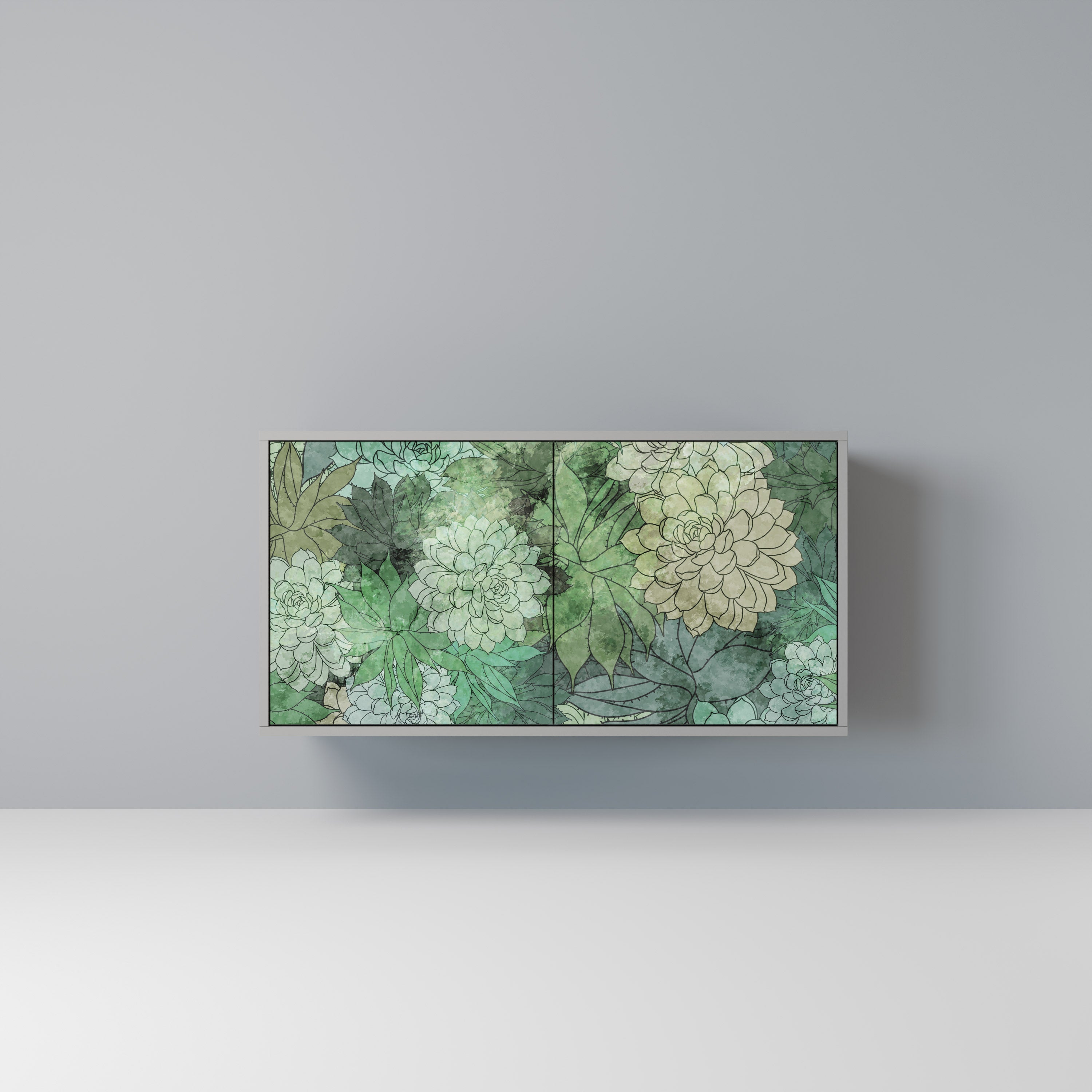 SUCCULENT CLUSTER Sideboard mit 2 Türen in Grau