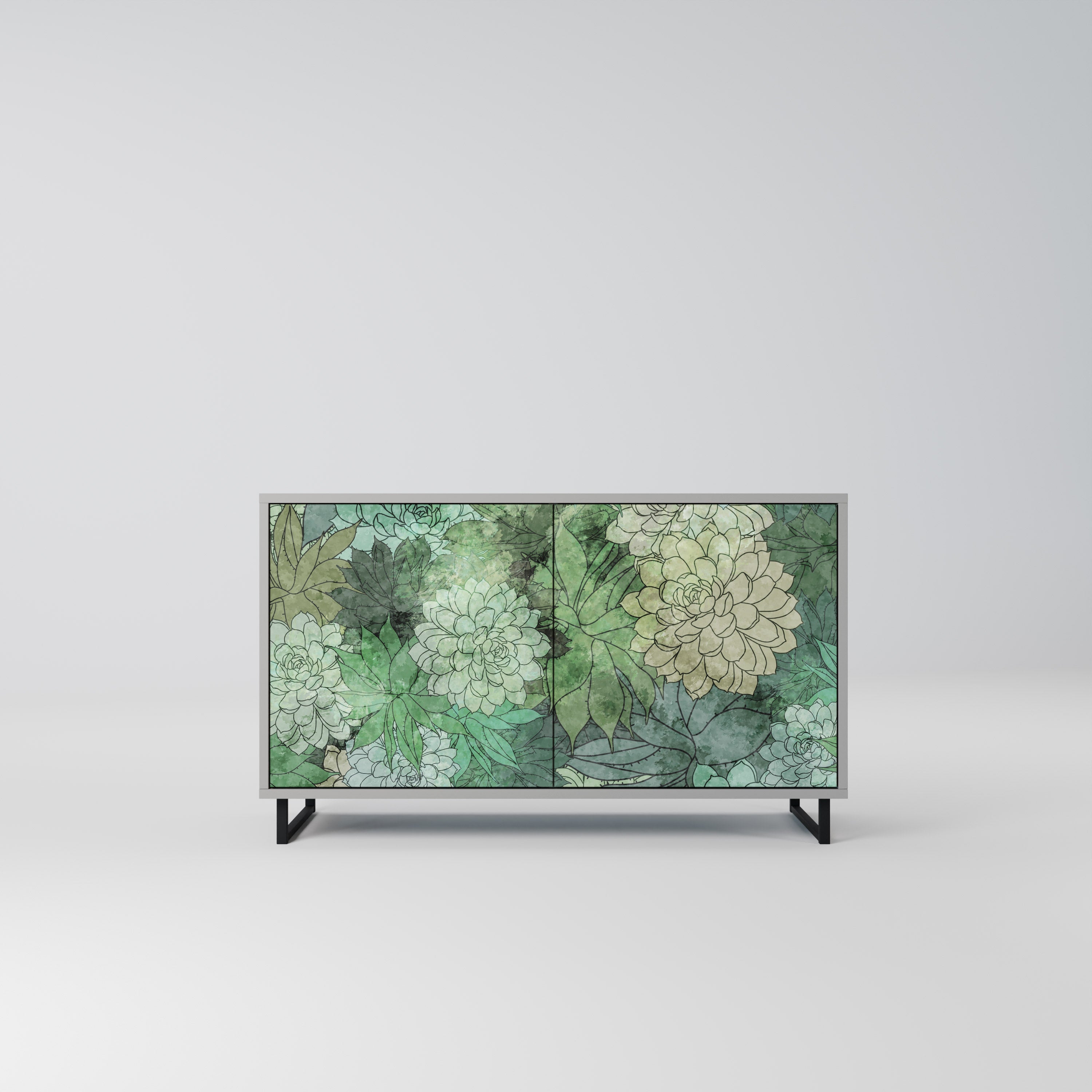 SUCCULENT CLUSTER Sideboard mit 2 Türen in Grau