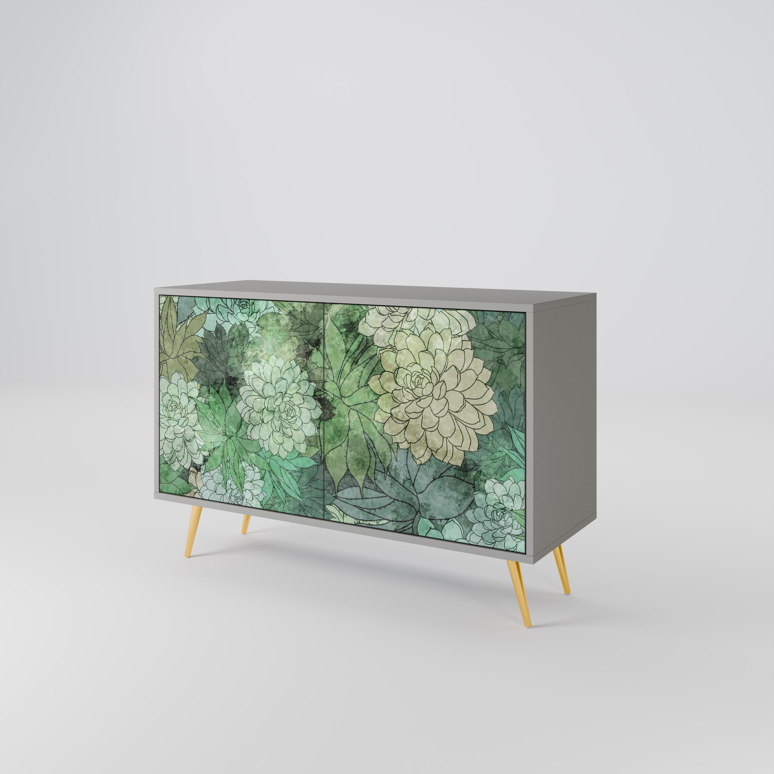 SUCCULENT CLUSTER Sideboard mit 2 Türen in Grau