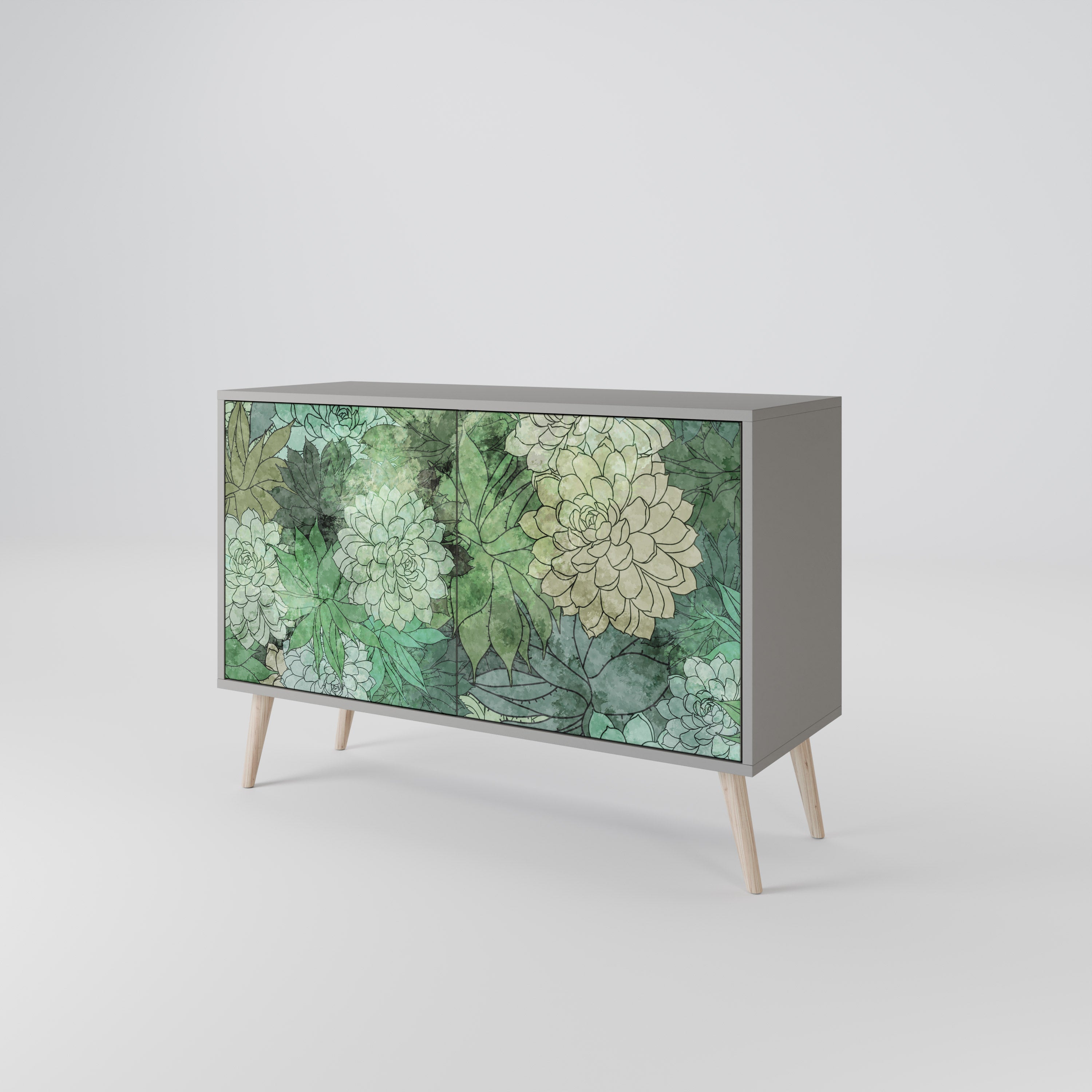 SUCCULENT CLUSTER Sideboard mit 2 Türen in Grau
