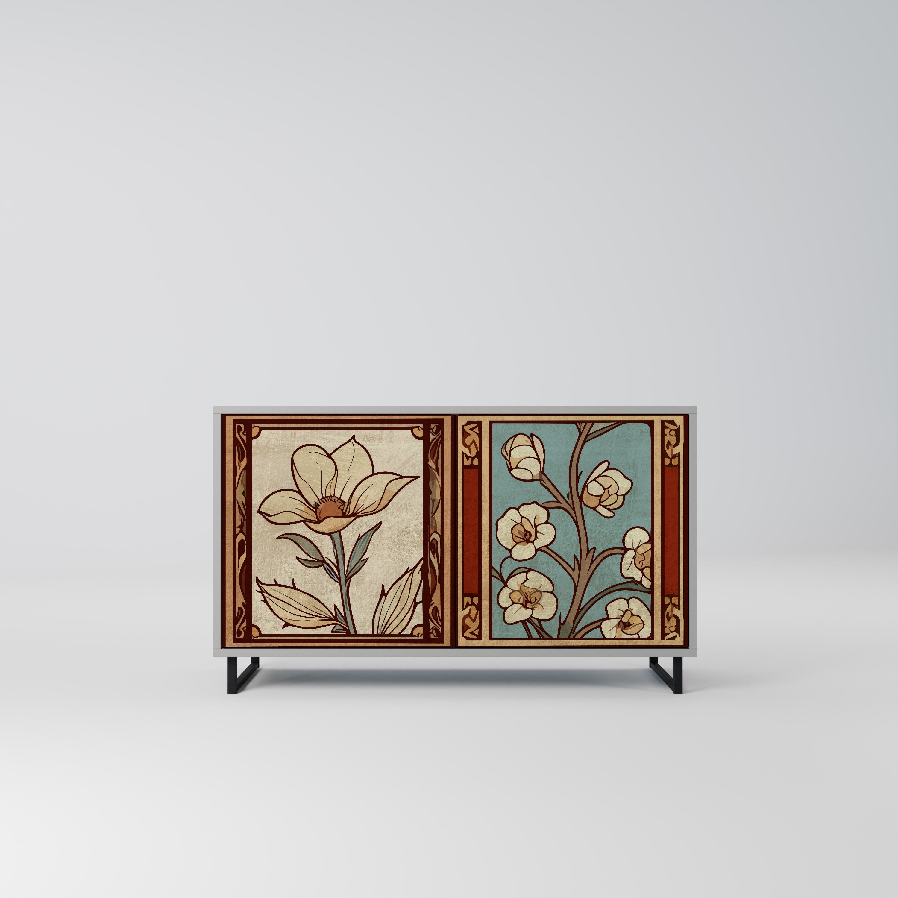 TIMELESS FLORA Sideboard mit 2 Türen in Grau