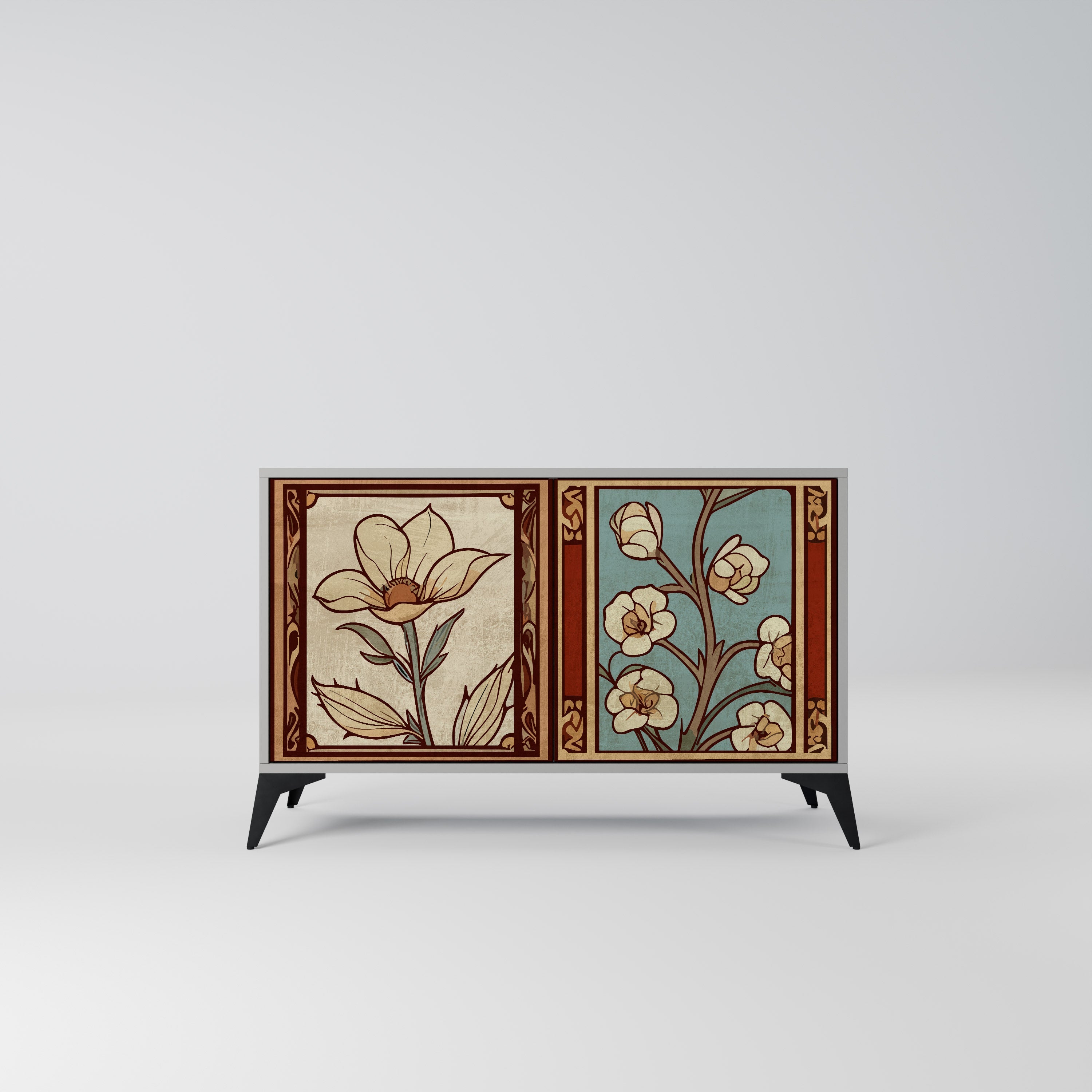 TIMELESS FLORA Sideboard mit 2 Türen in Grau