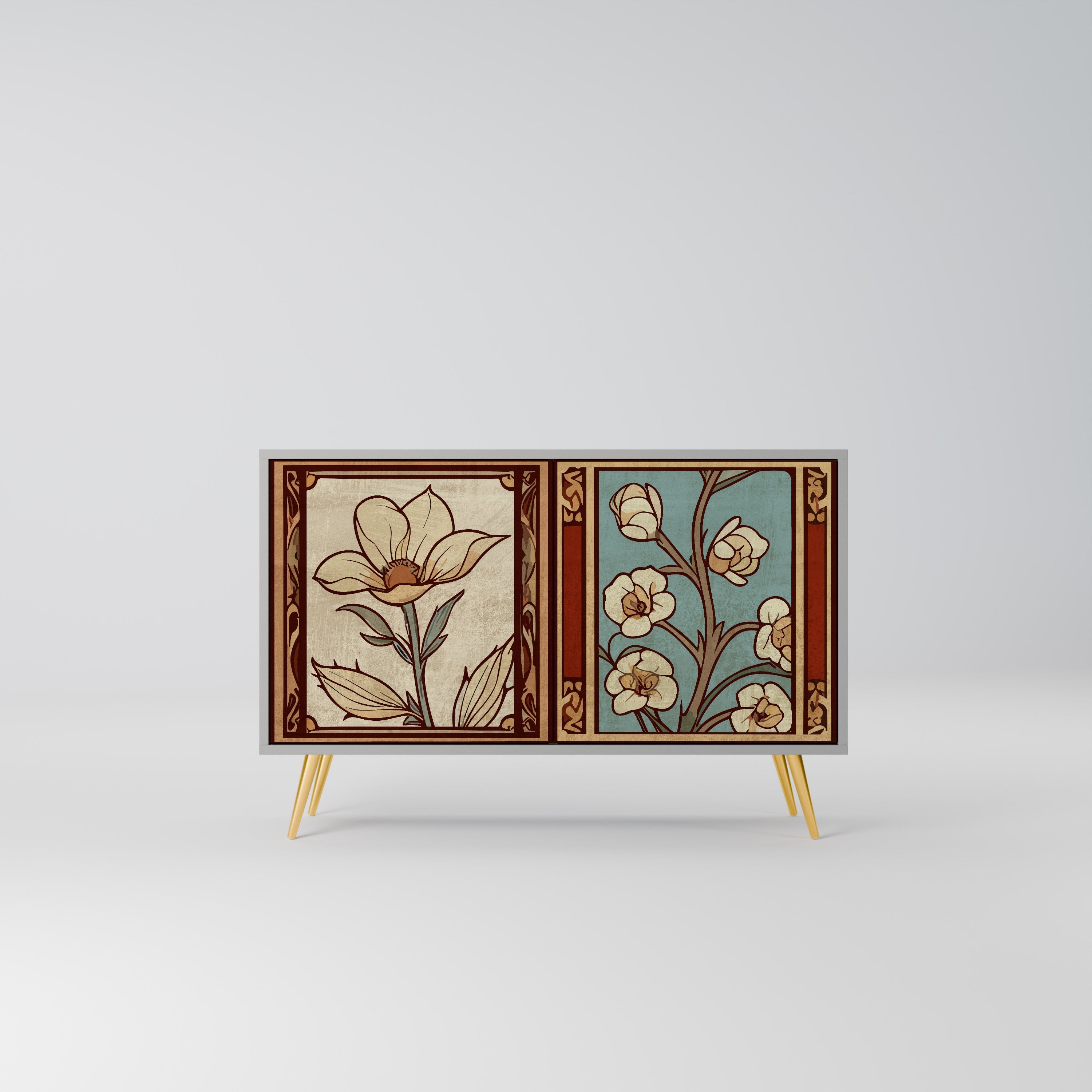 TIMELESS FLORA Sideboard mit 2 Türen in Grau