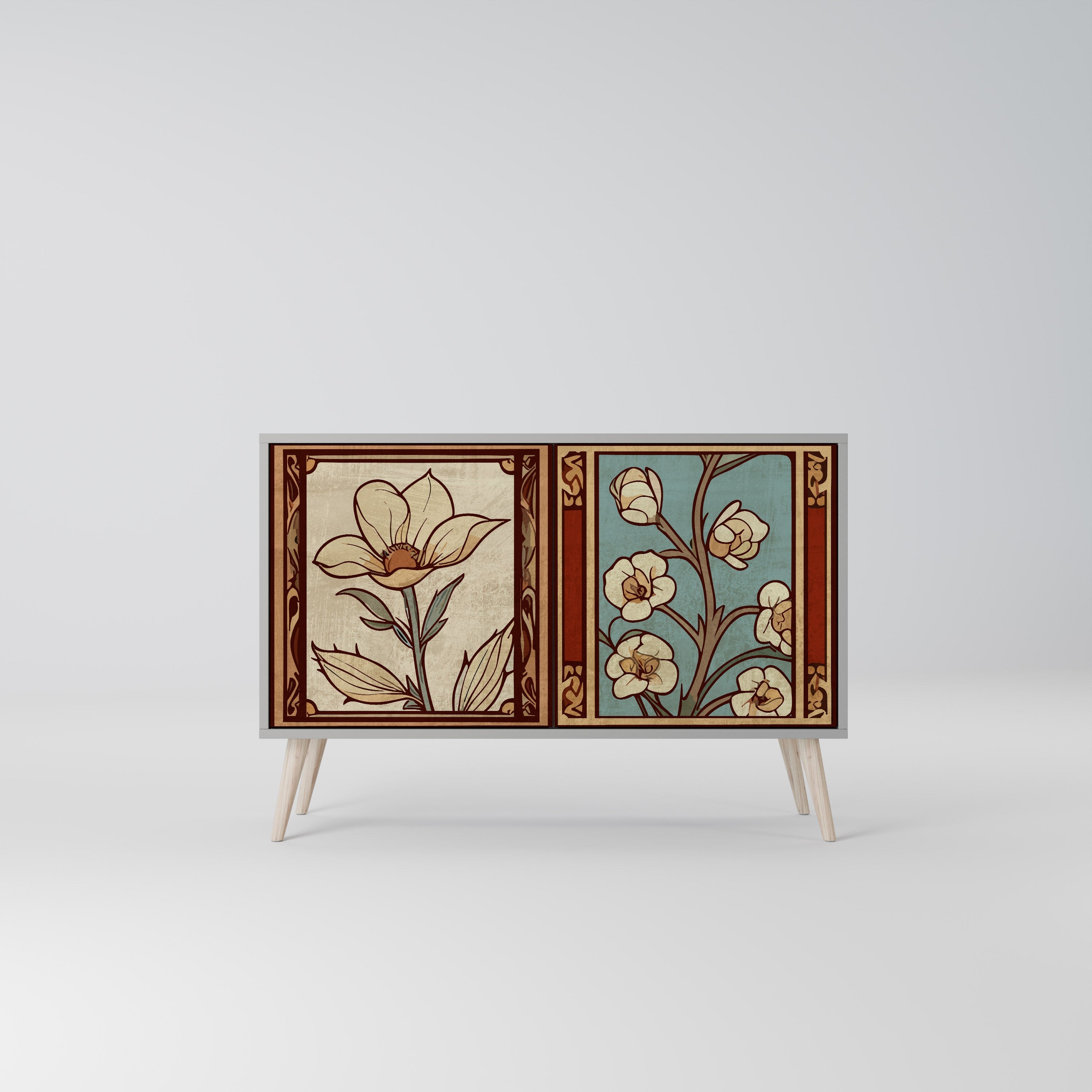 TIMELESS FLORA Sideboard mit 2 Türen in Grau