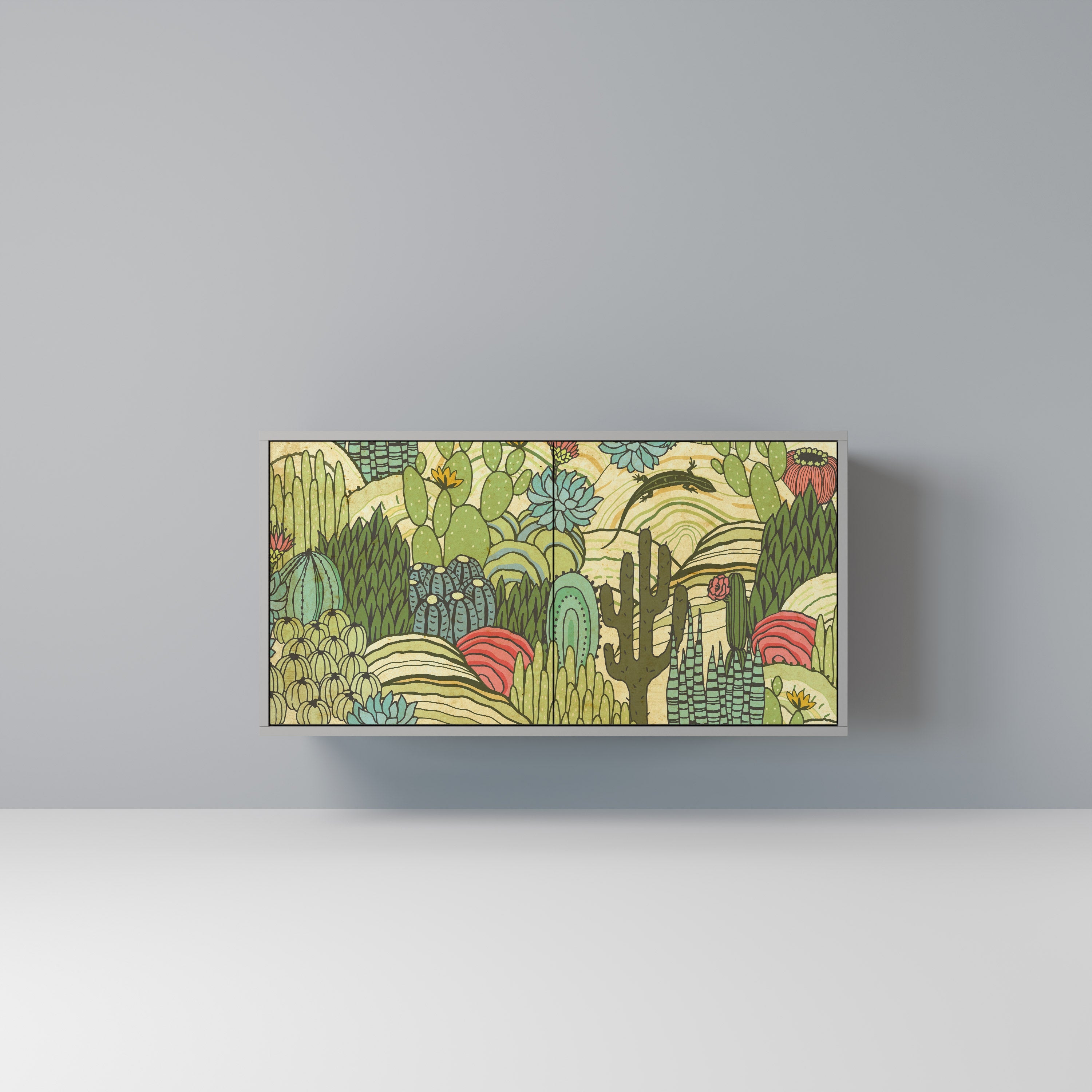 SUCCULENTS KALEIDOSCOPE Sideboard mit 2 Türen in Grau