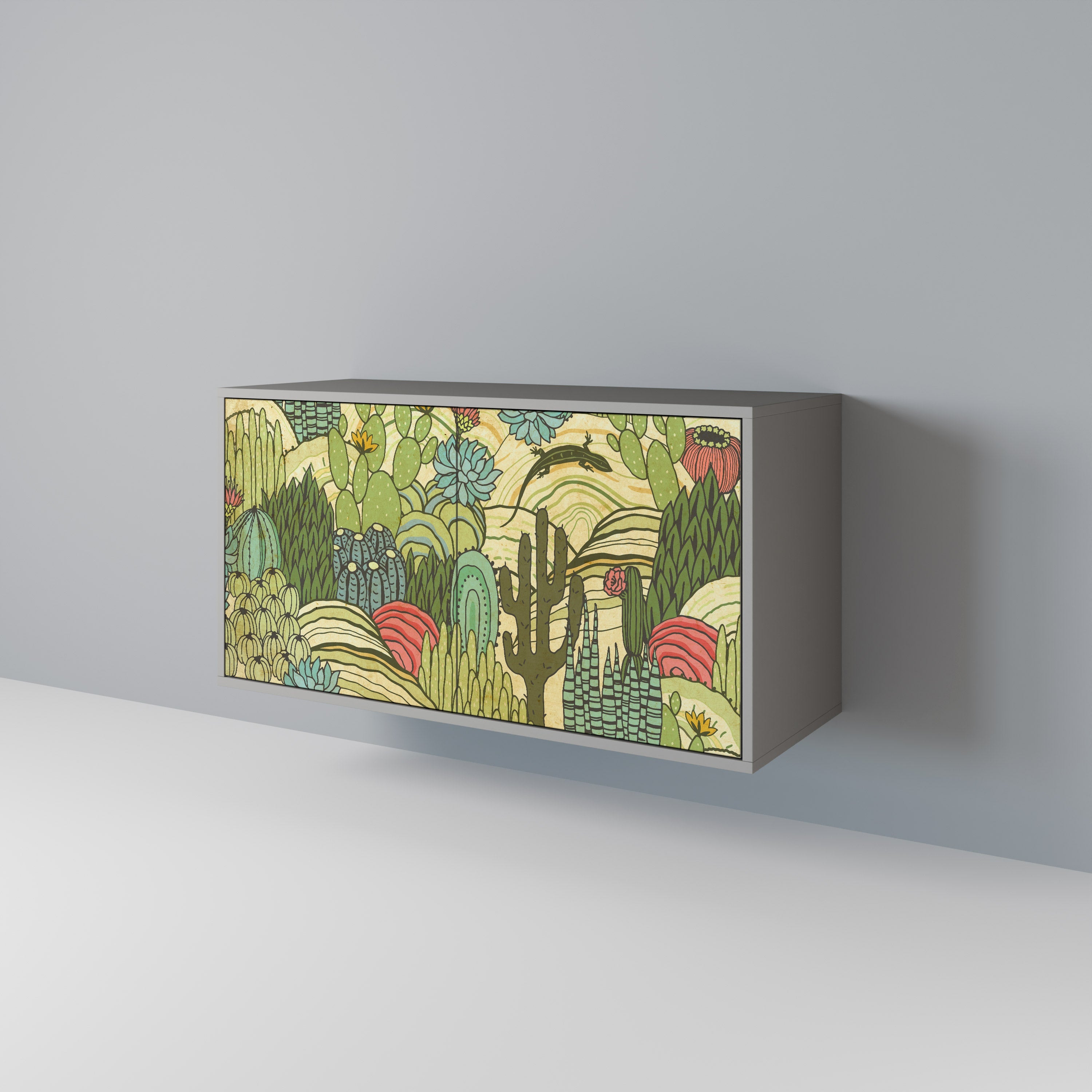 SUCCULENTS KALEIDOSCOPE 2-Door Sideboard in Grey Finish