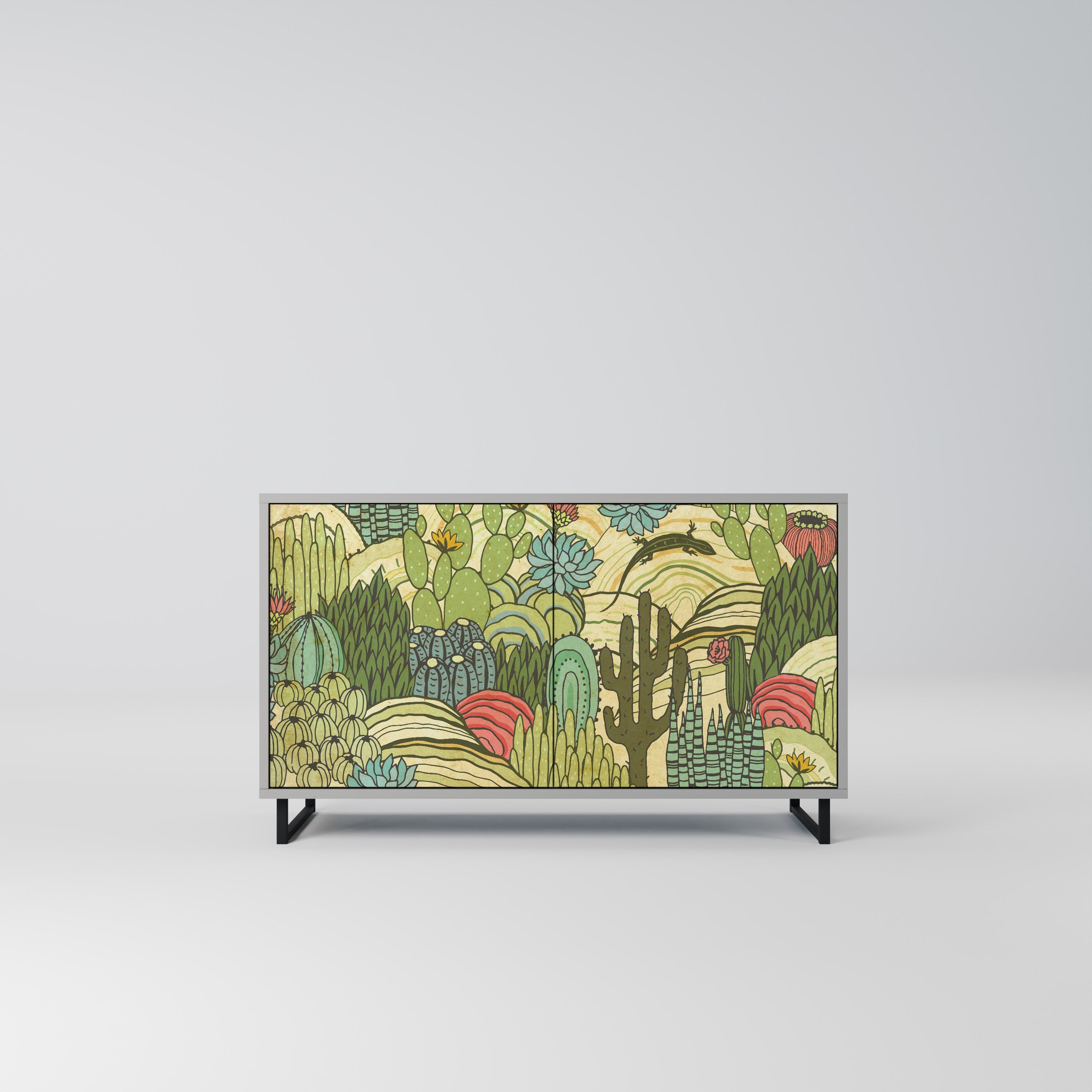 SUCCULENTS KALEIDOSCOPE Sideboard mit 2 Türen in Grau