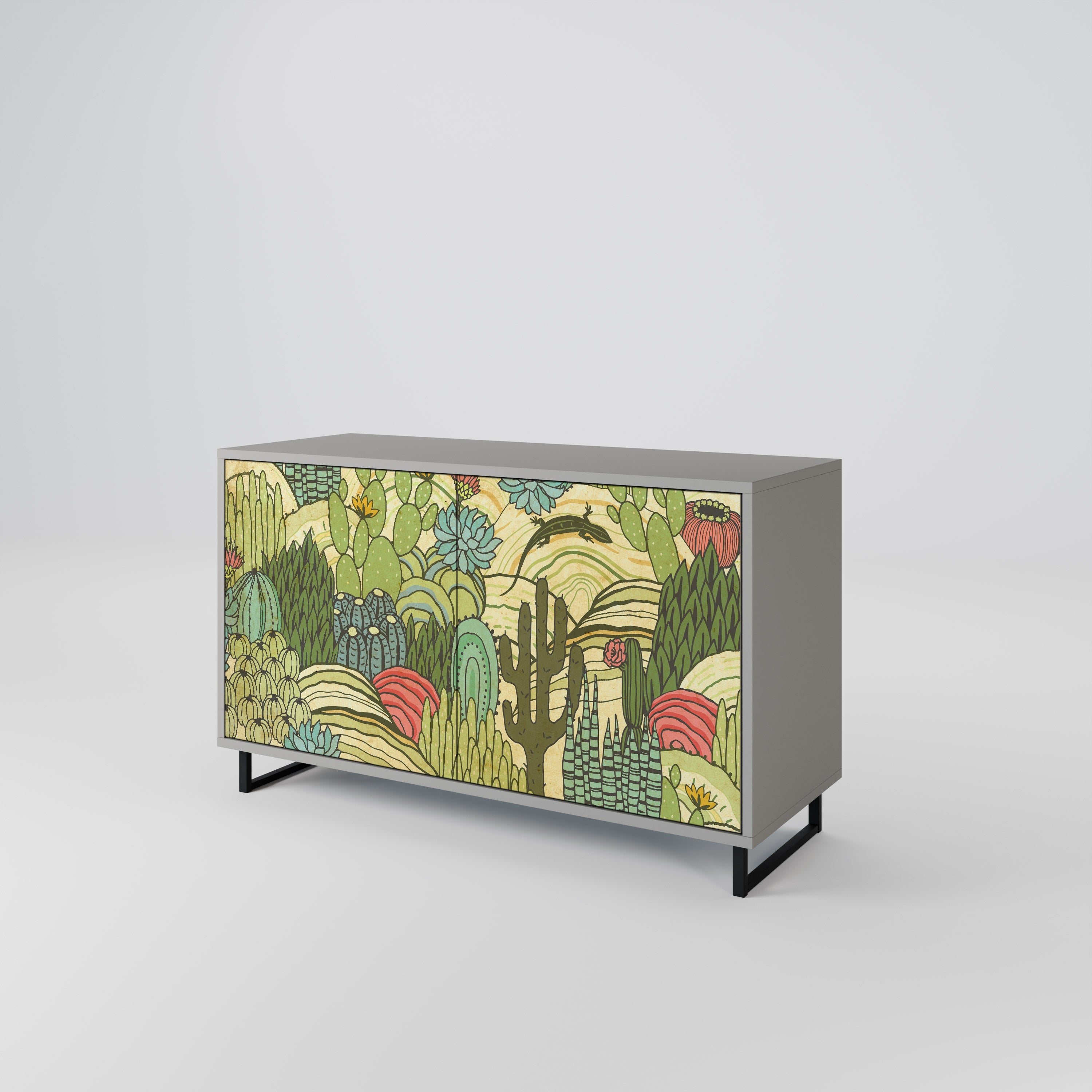 SUCCULENTS KALEIDOSCOPE 2-Door Sideboard in Grey Finish