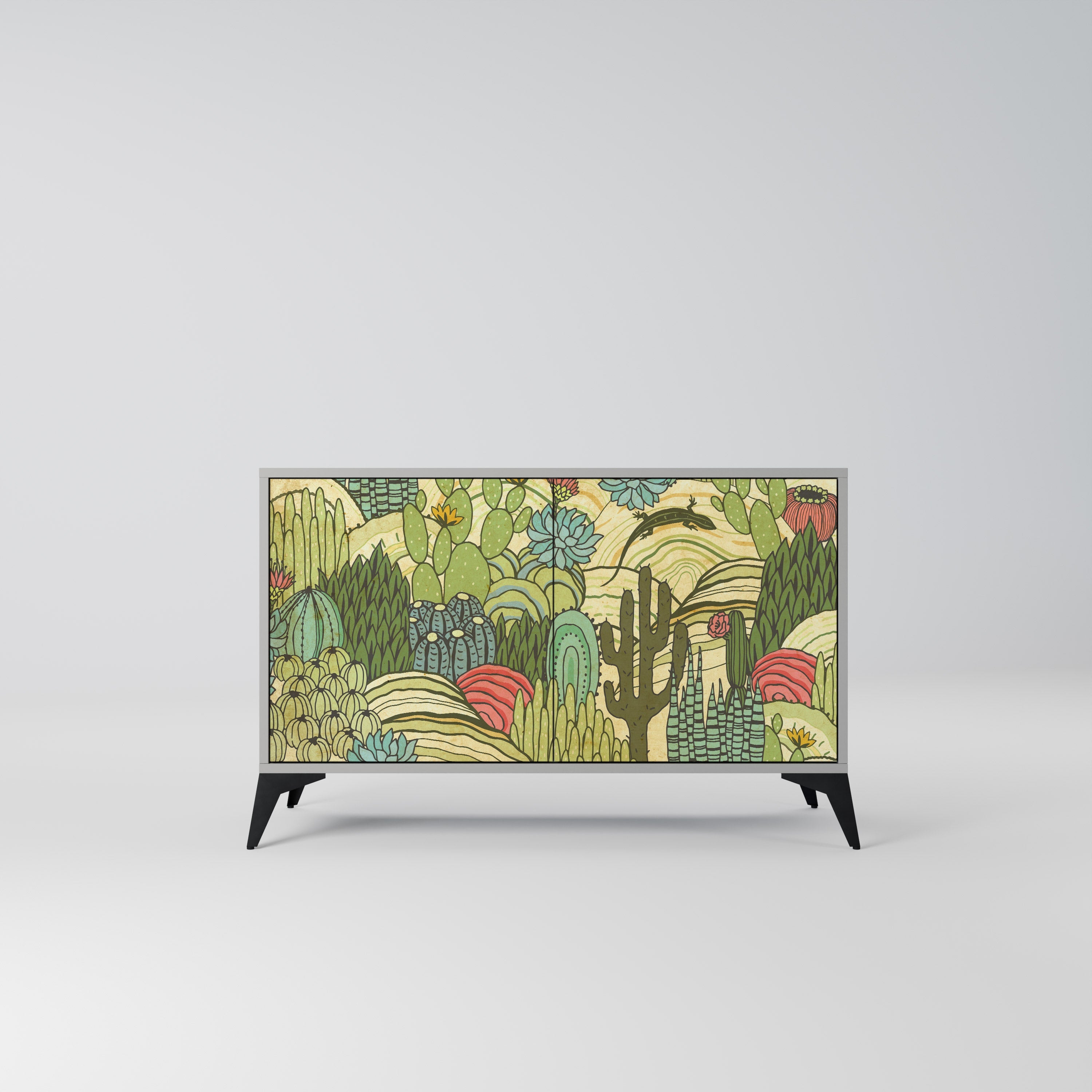 SUCCULENTS KALEIDOSCOPE Sideboard mit 2 Türen in Grau