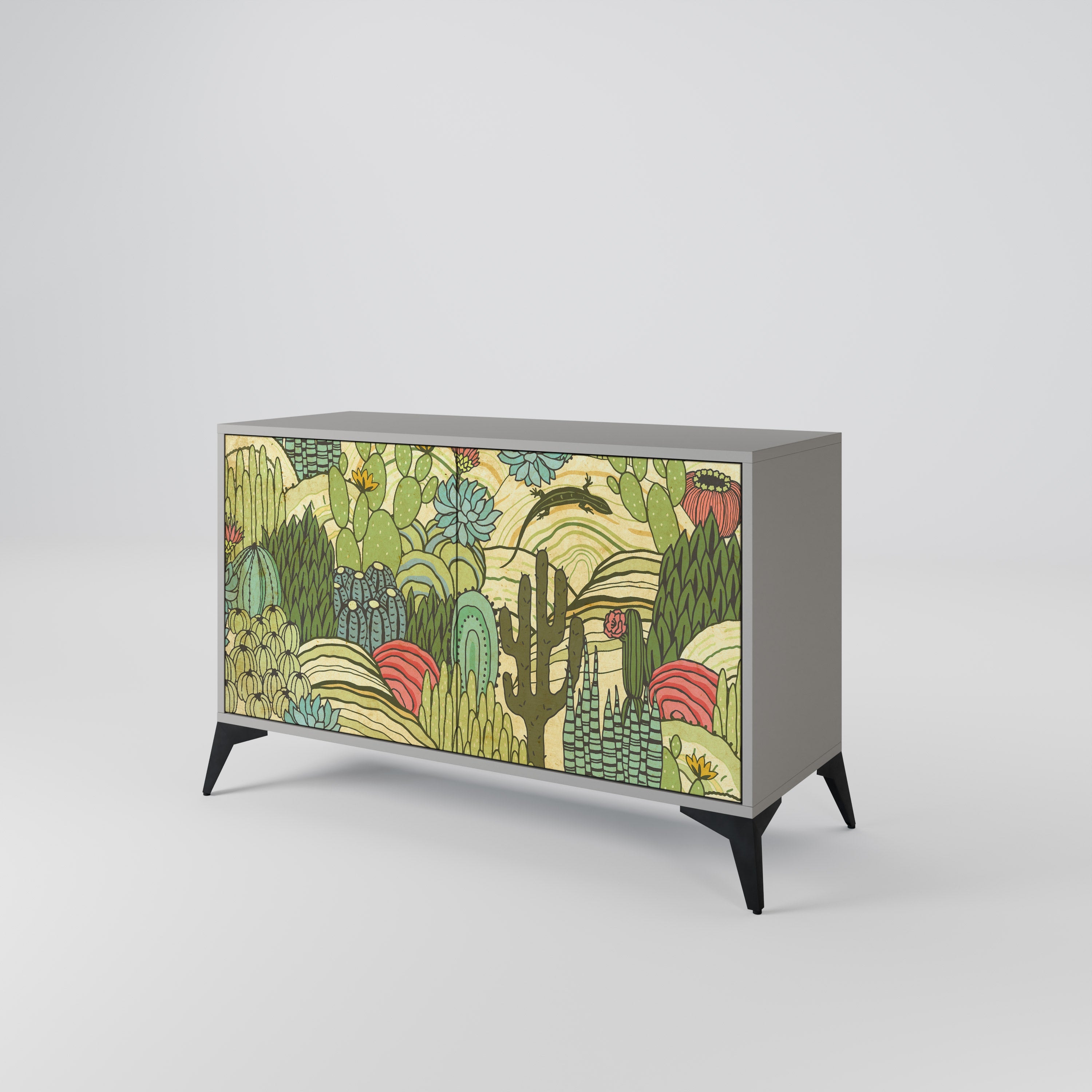 SUCCULENTS KALEIDOSCOPE Sideboard mit 2 Türen in Grau