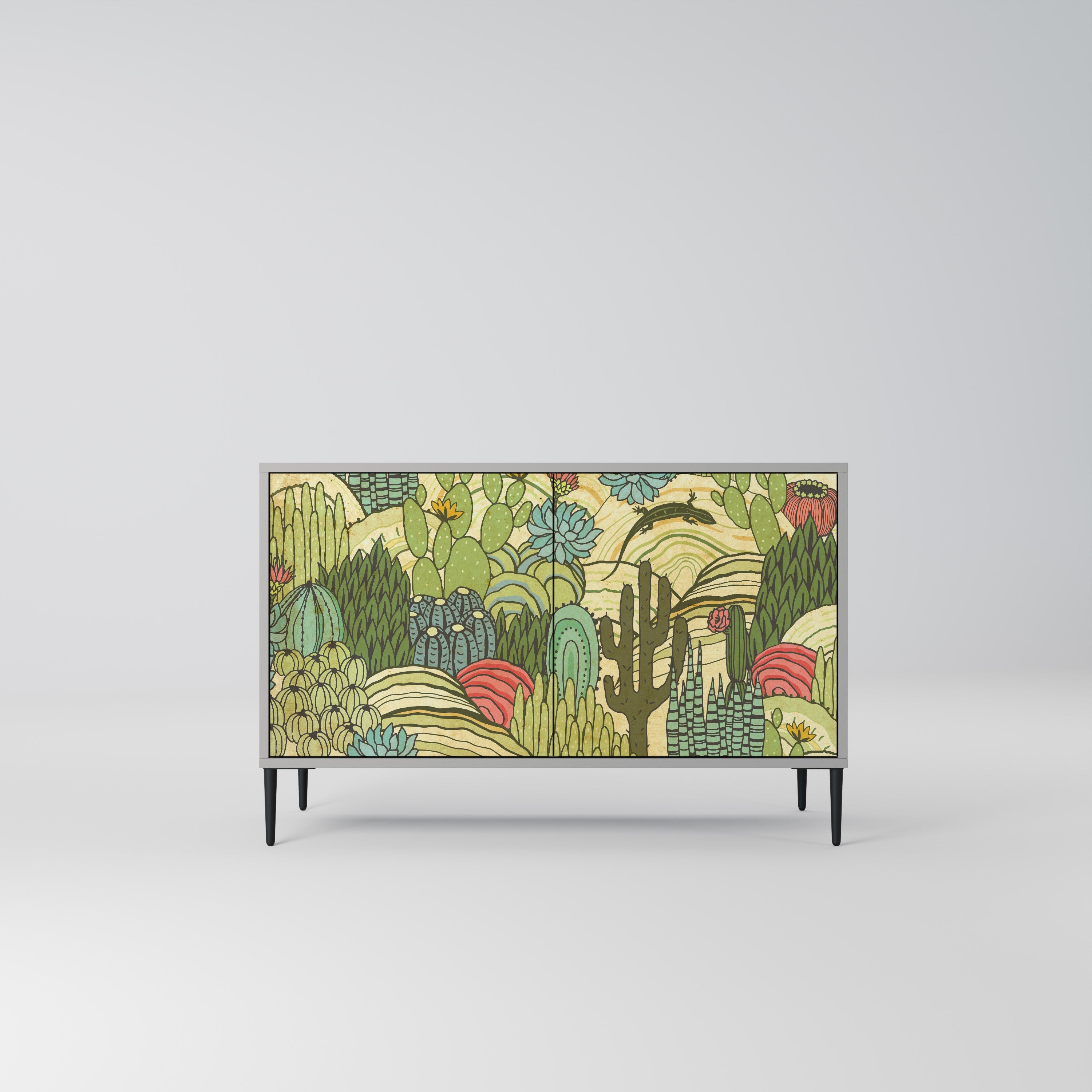 SUCCULENTS KALEIDOSCOPE Sideboard mit 2 Türen in Grau