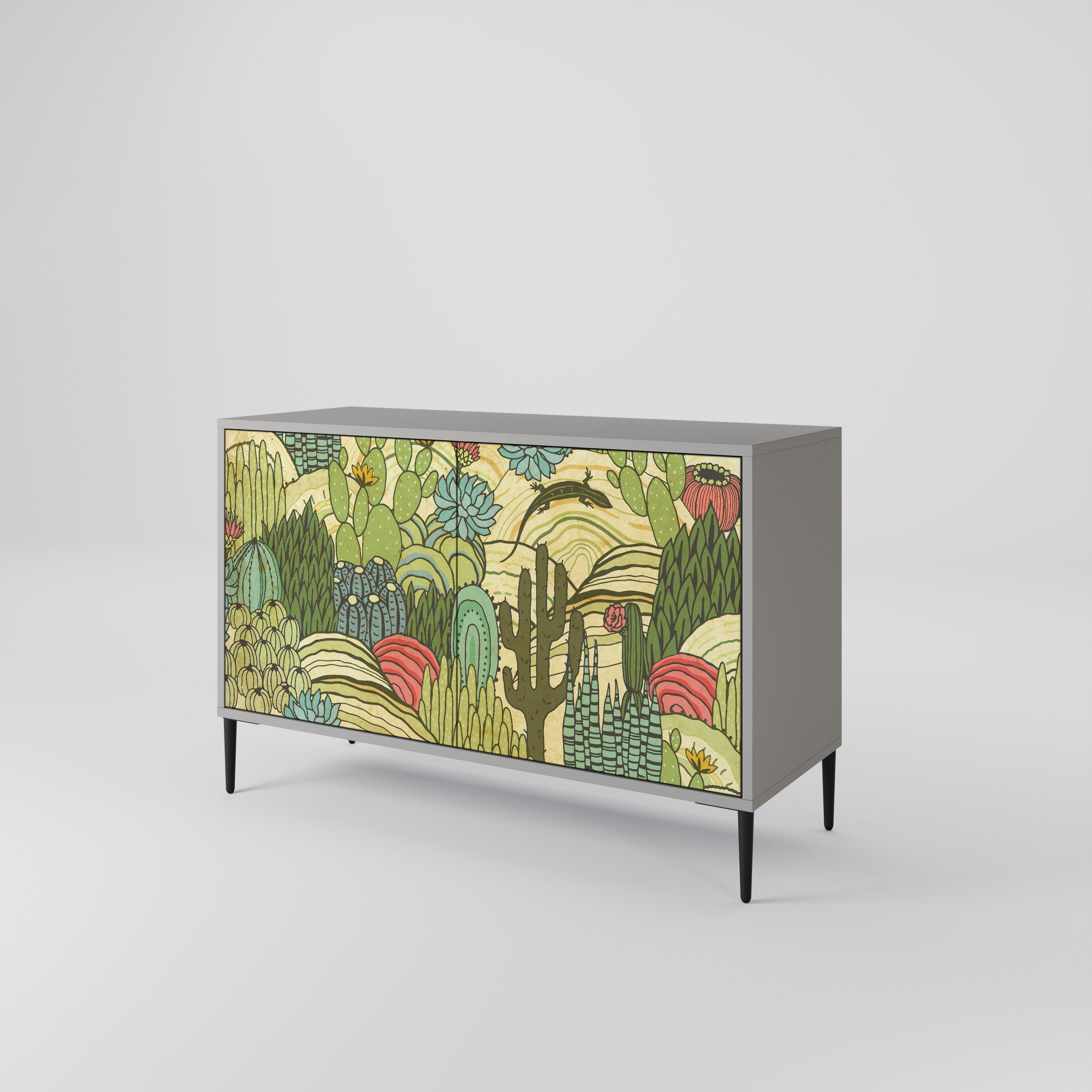 SUCCULENTS KALEIDOSCOPE Sideboard mit 2 Türen in Grau