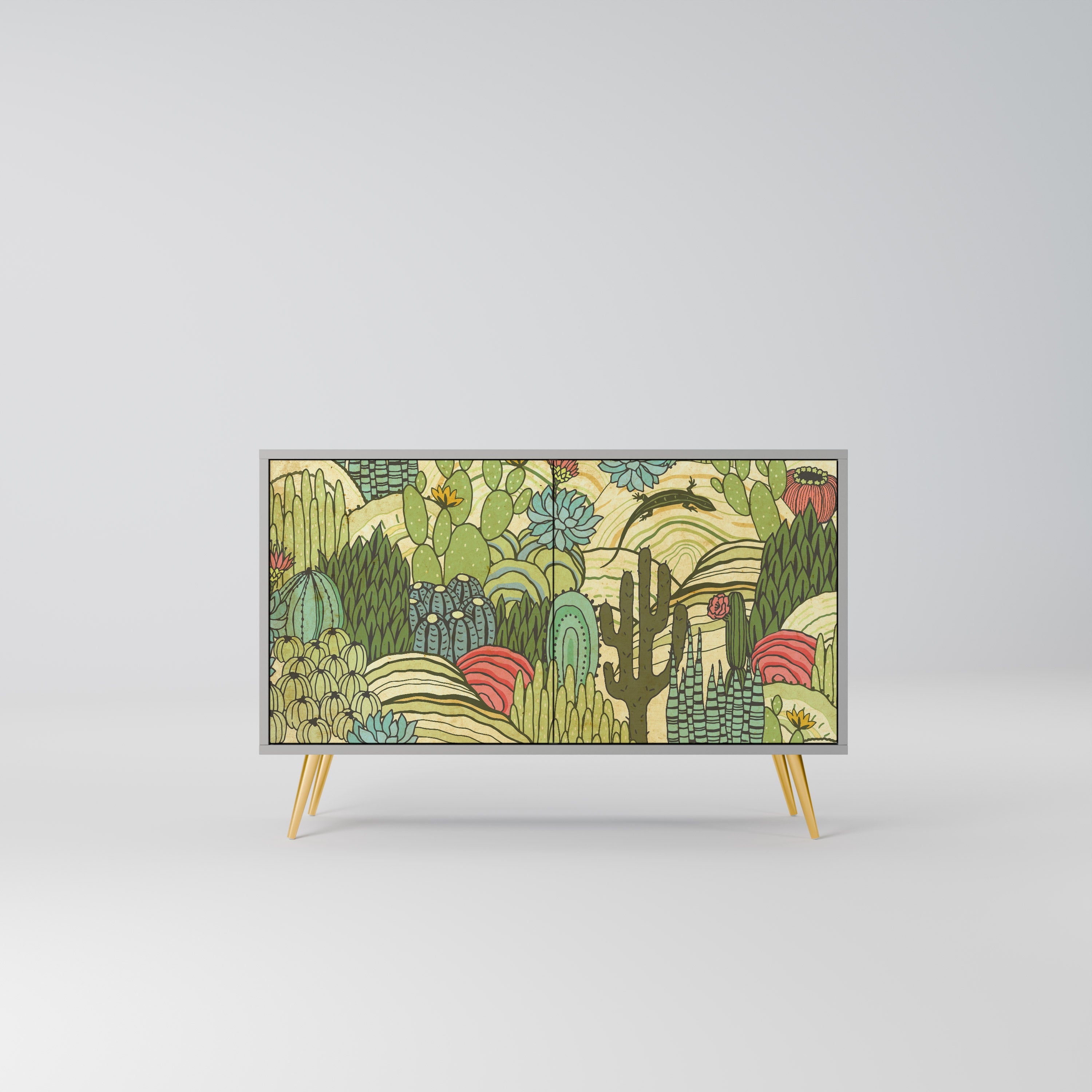 SUCCULENTS KALEIDOSCOPE Sideboard mit 2 Türen in Grau