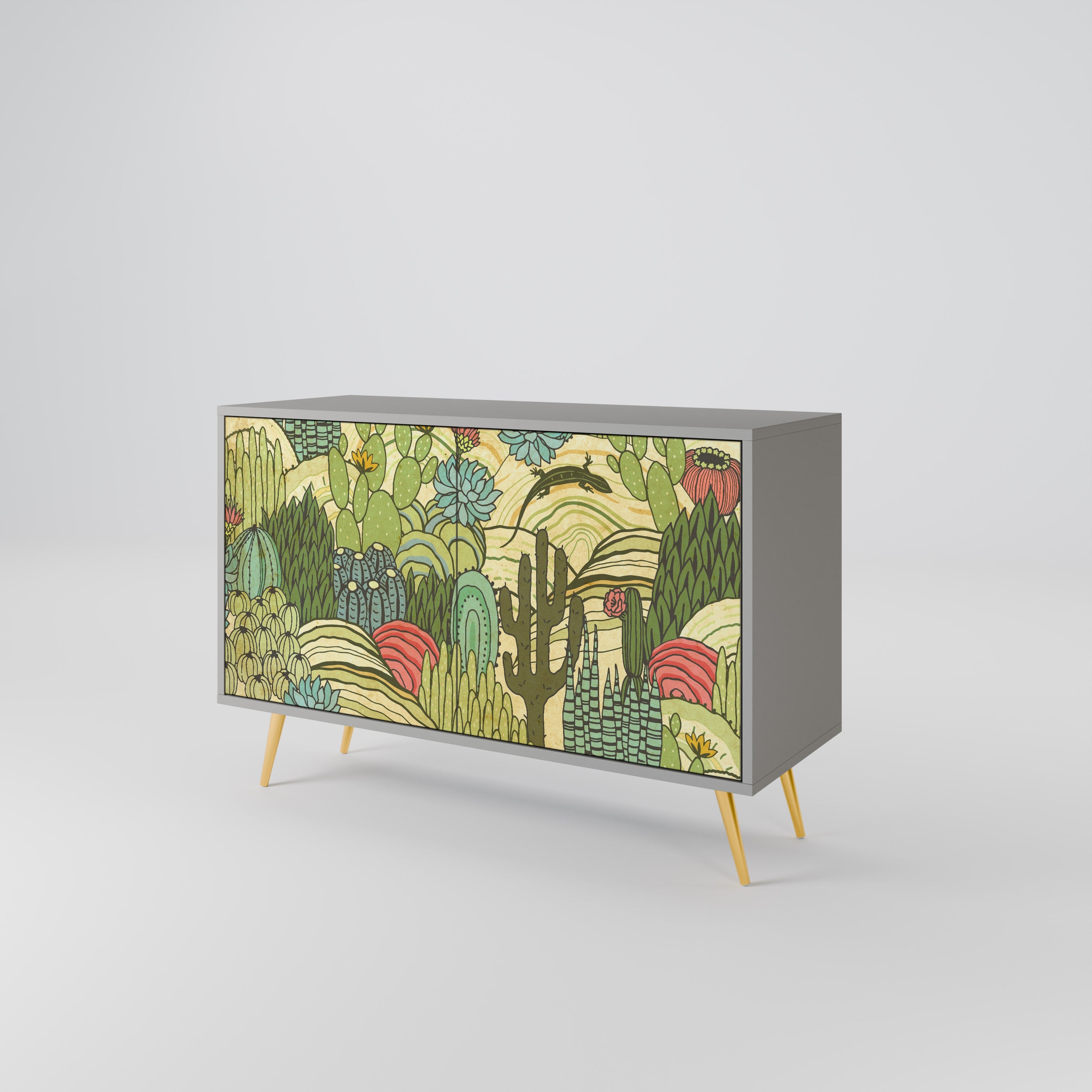 SUCCULENTS KALEIDOSCOPE Sideboard mit 2 Türen in Grau