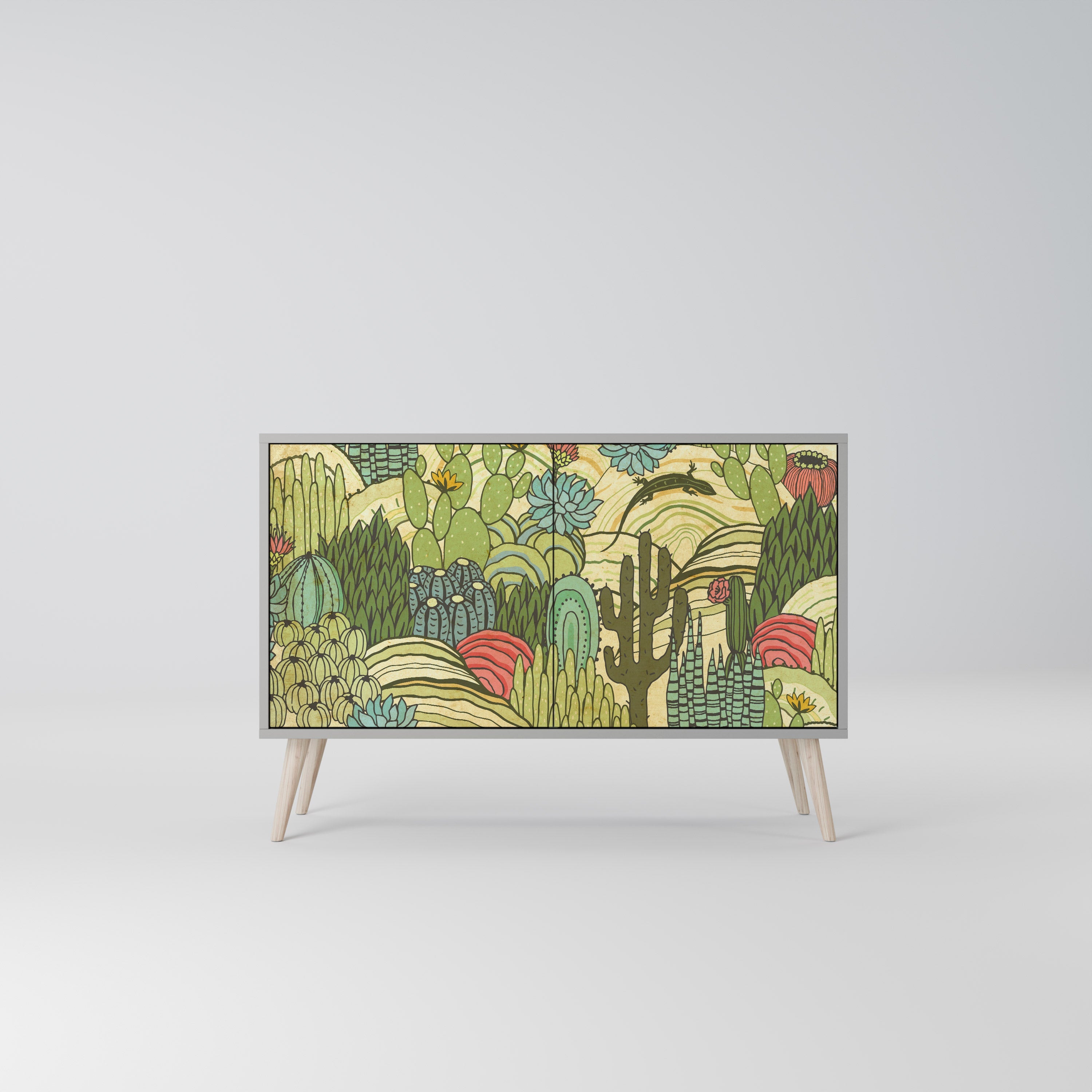 SUCCULENTS KALEIDOSCOPE Sideboard mit 2 Türen in Grau