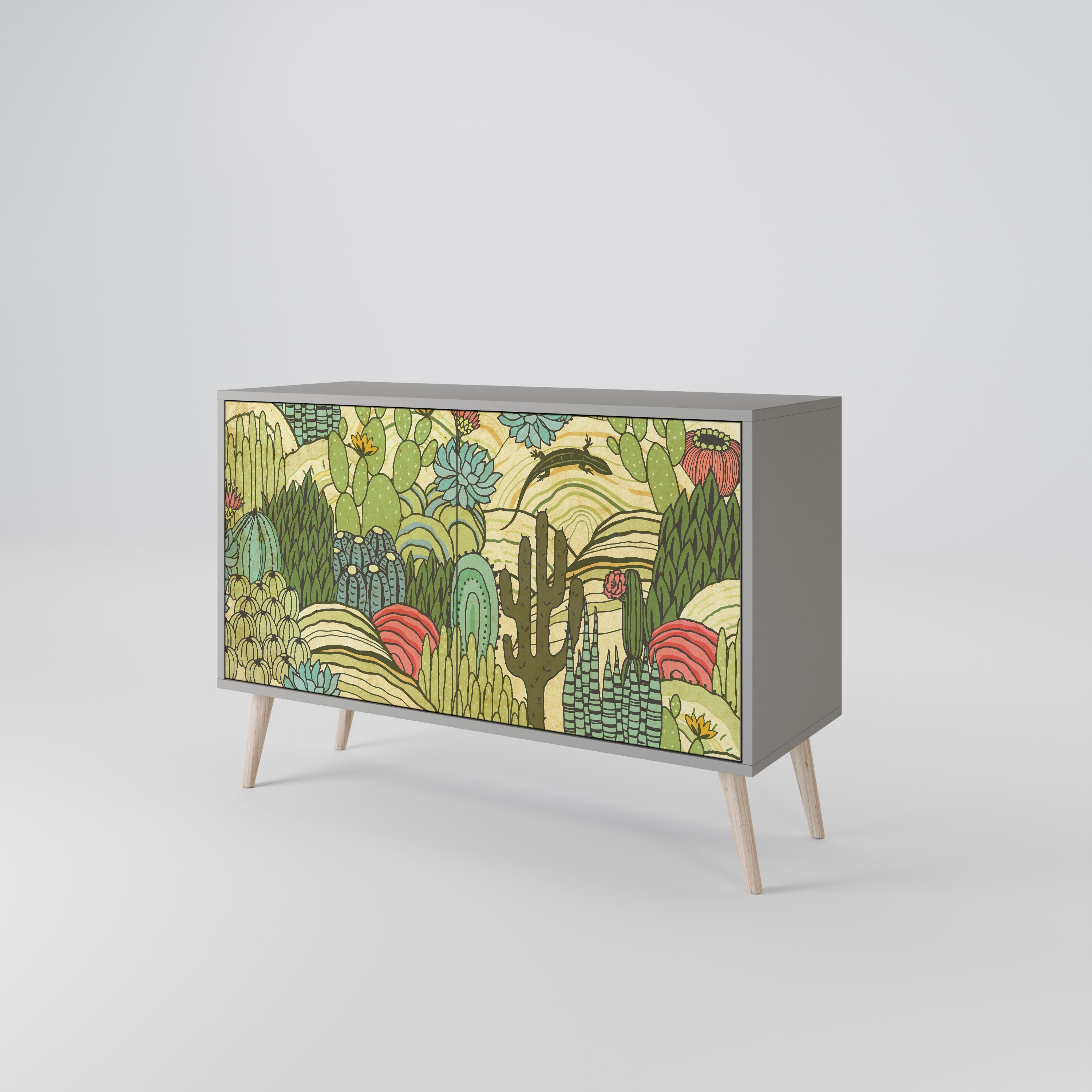 SUCCULENTS KALEIDOSCOPE Sideboard mit 2 Türen in Grau