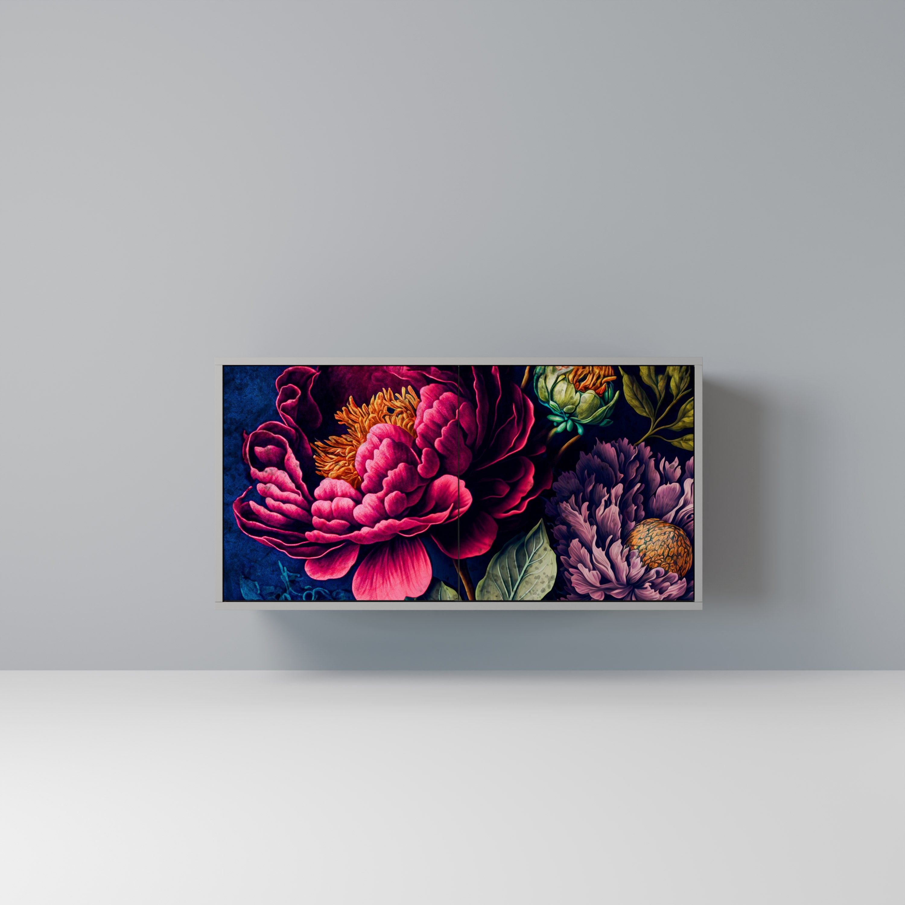 BLOOMING ELEGANCE Sideboard mit 2 Türen in Grau