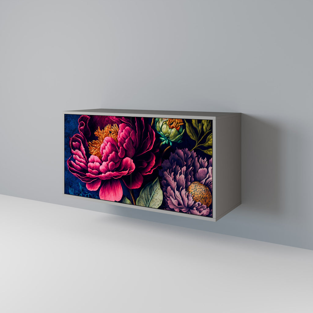 BLOOMING ELEGANCE 2-Door Sideboard in Grey Finish