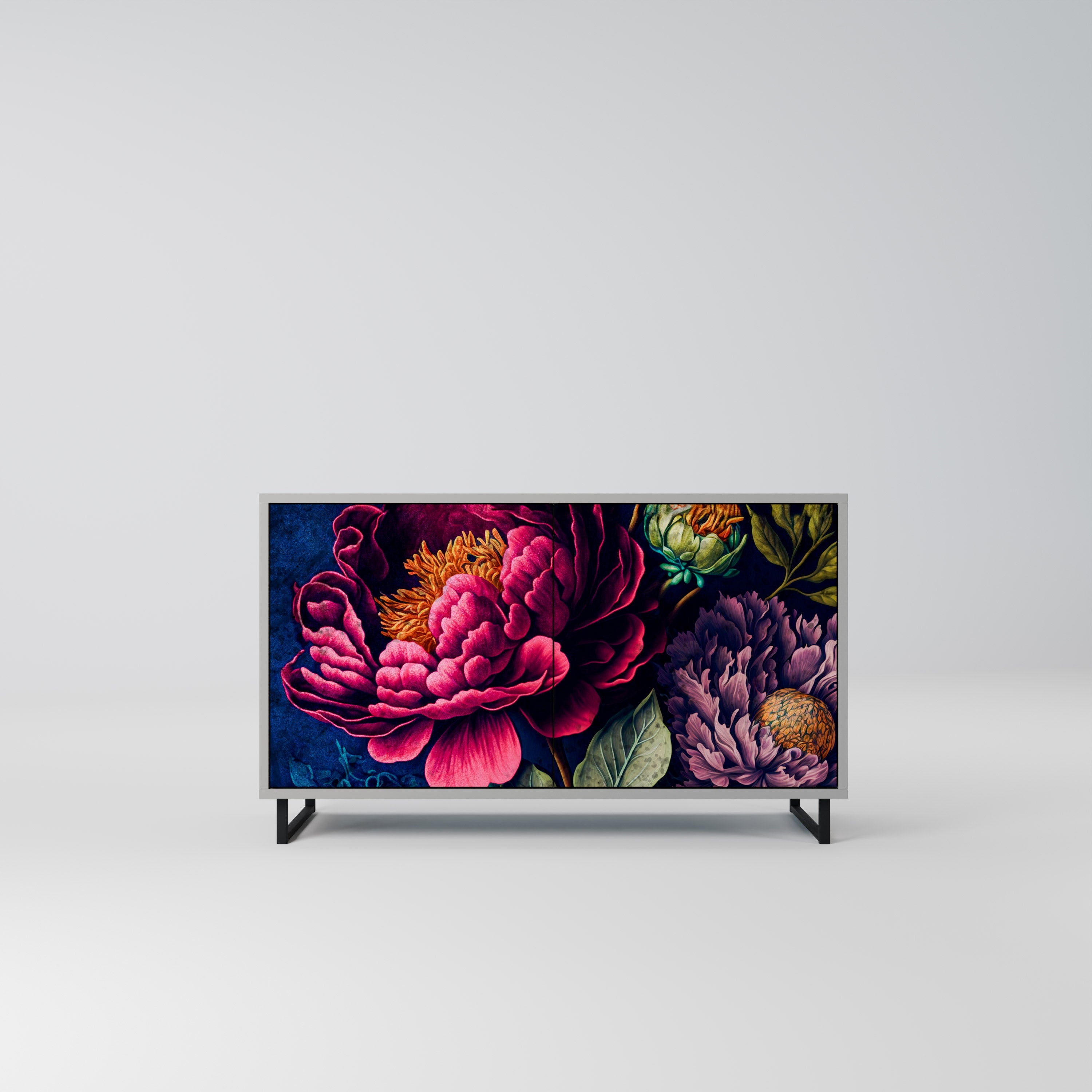 BLOOMING ELEGANCE Sideboard mit 2 Türen in Grau