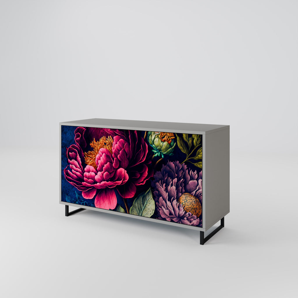 BLOOMING ELEGANCE 2-Door Sideboard in Grey Finish