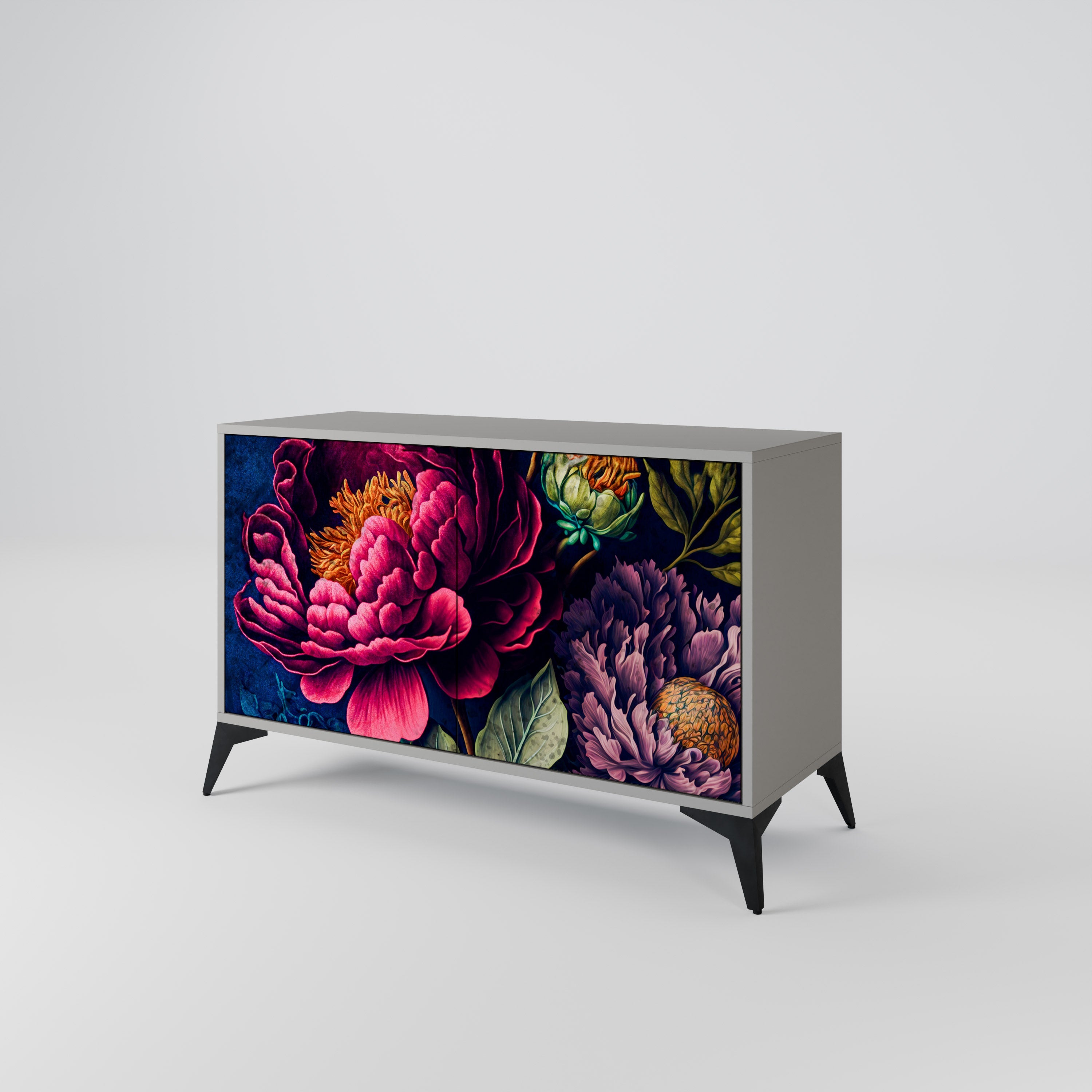 BLOOMING ELEGANCE Sideboard mit 2 Türen in Grau