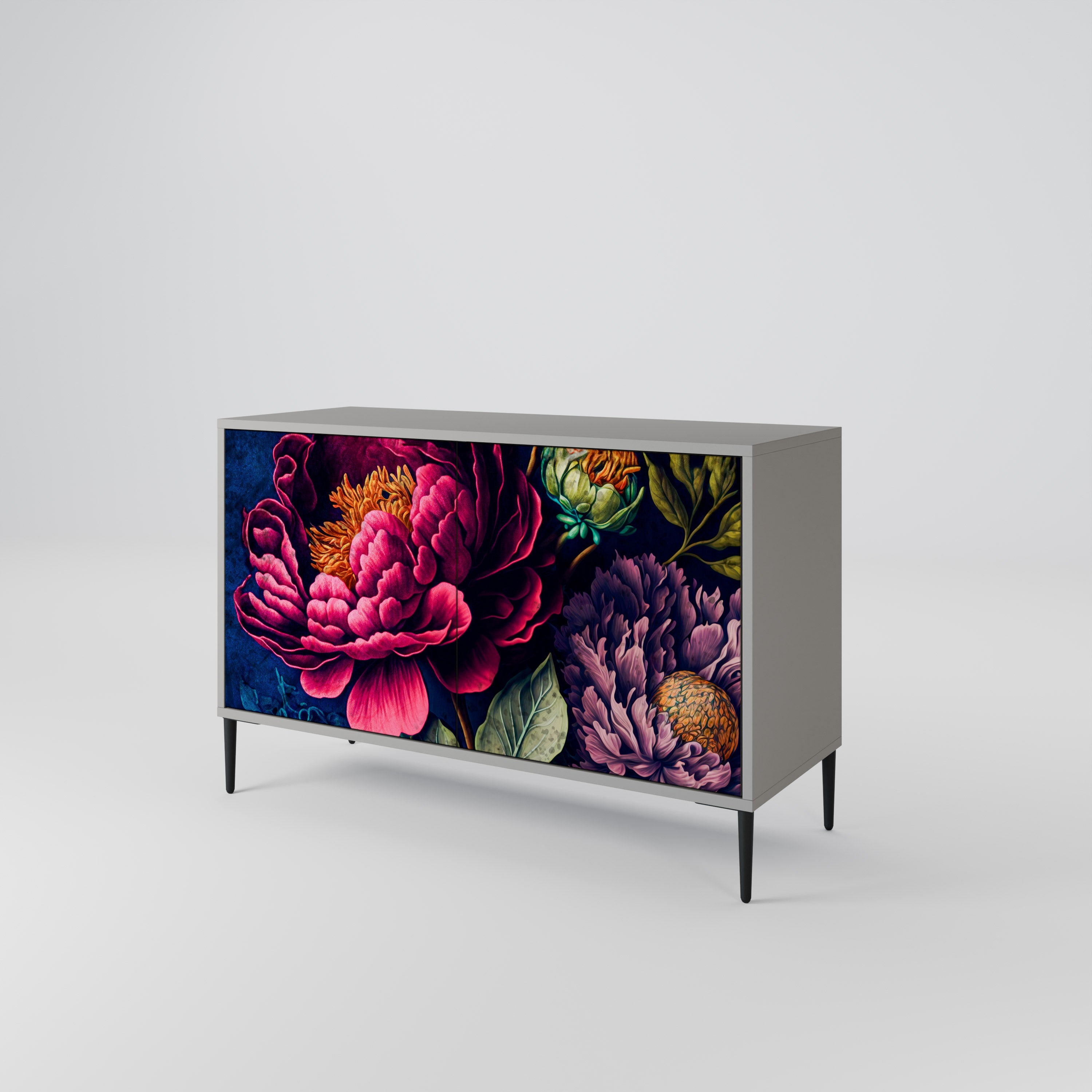 BLOOMING ELEGANCE Sideboard mit 2 Türen in Grau