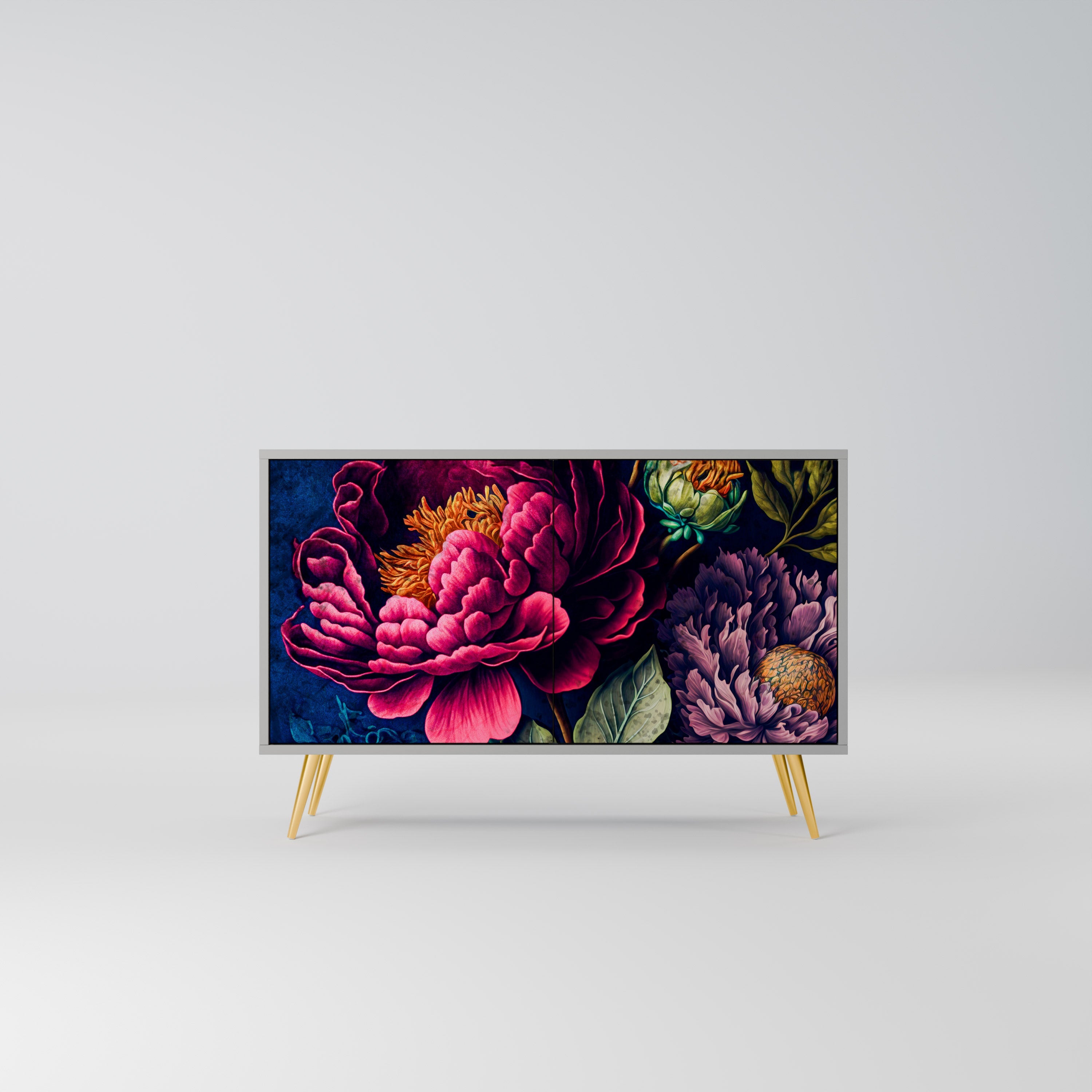 BLOOMING ELEGANCE Sideboard mit 2 Türen in Grau