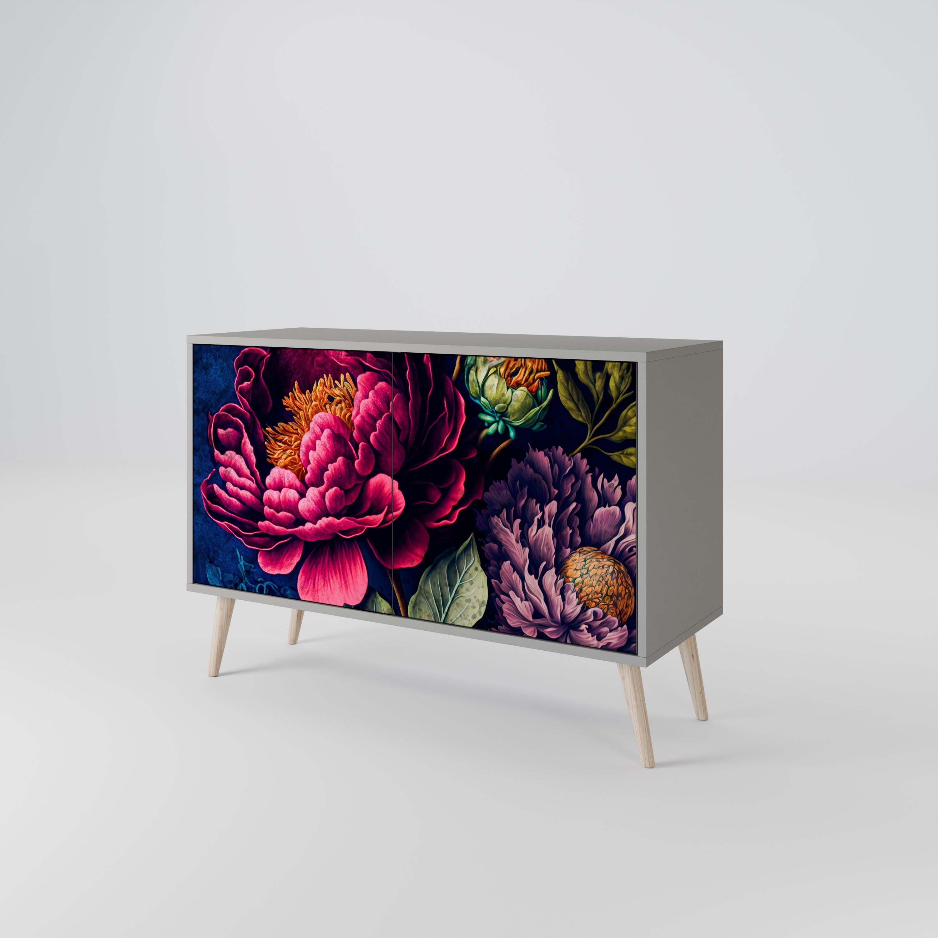 BLOOMING ELEGANCE Sideboard mit 2 Türen in Grau