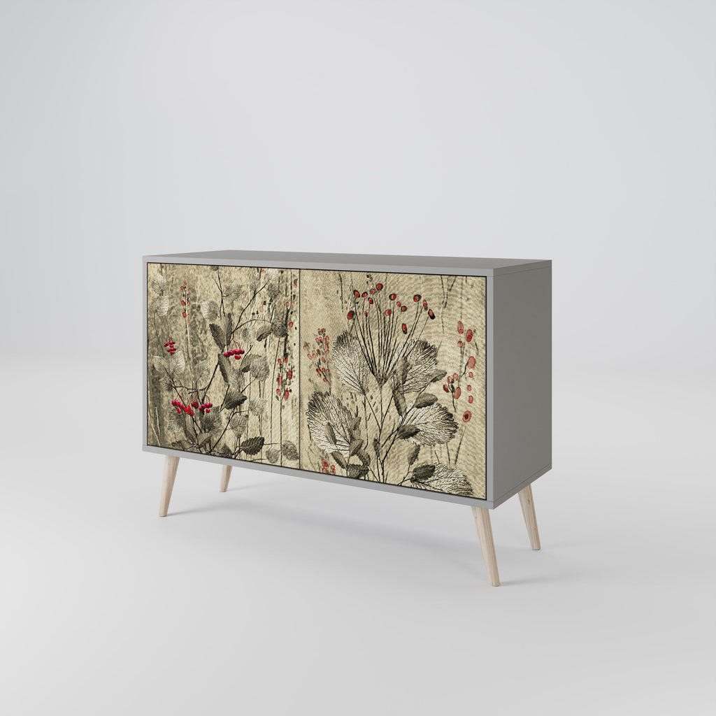 HERBAL GRACE 2-Door Sideboard in Grey Finish