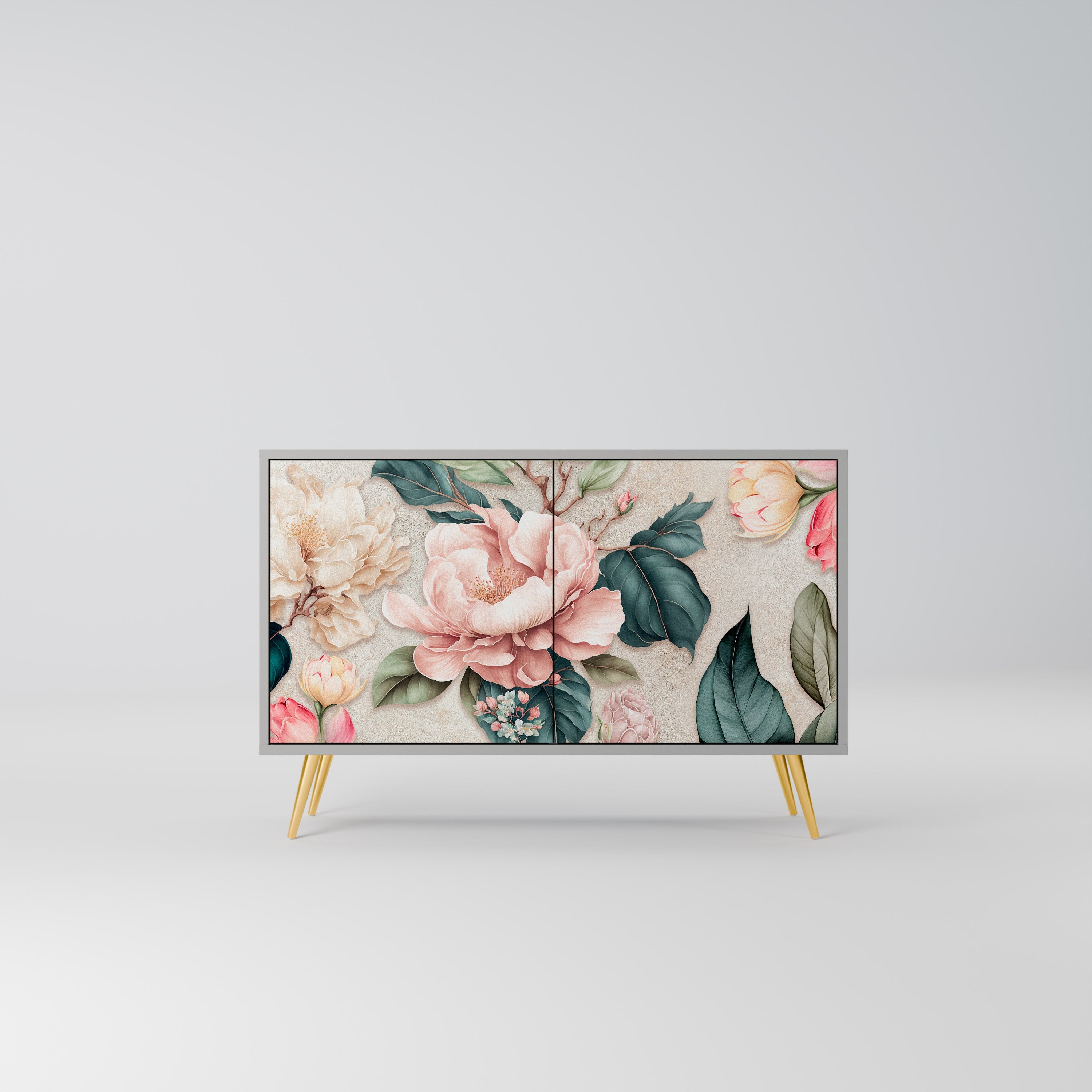 FLORAL GRACE Sideboard mit 2 Türen in Grau
