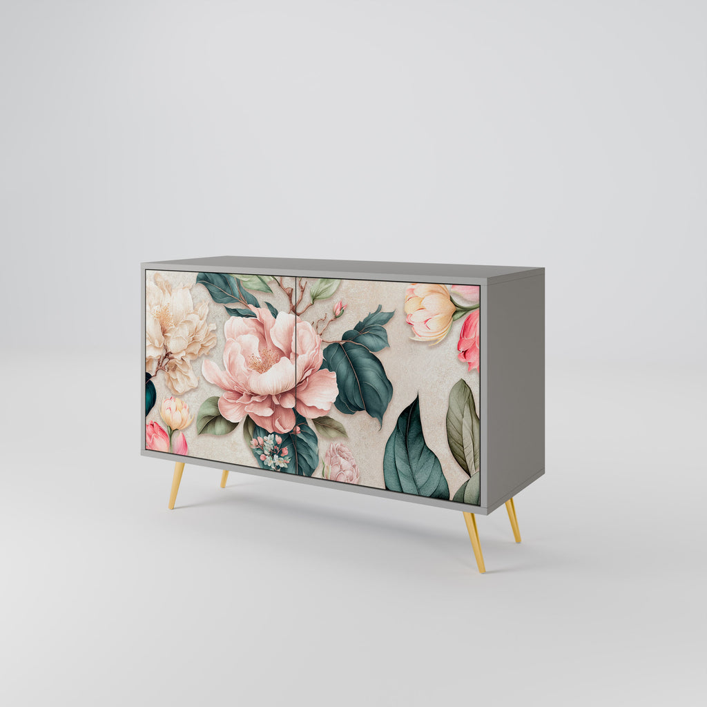 FLORAL GRACE Sideboard mit 2 Türen in Grau
