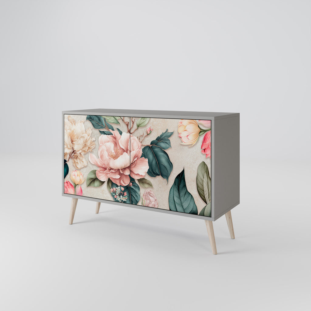 FLORAL GRACE Sideboard mit 2 Türen in Grau