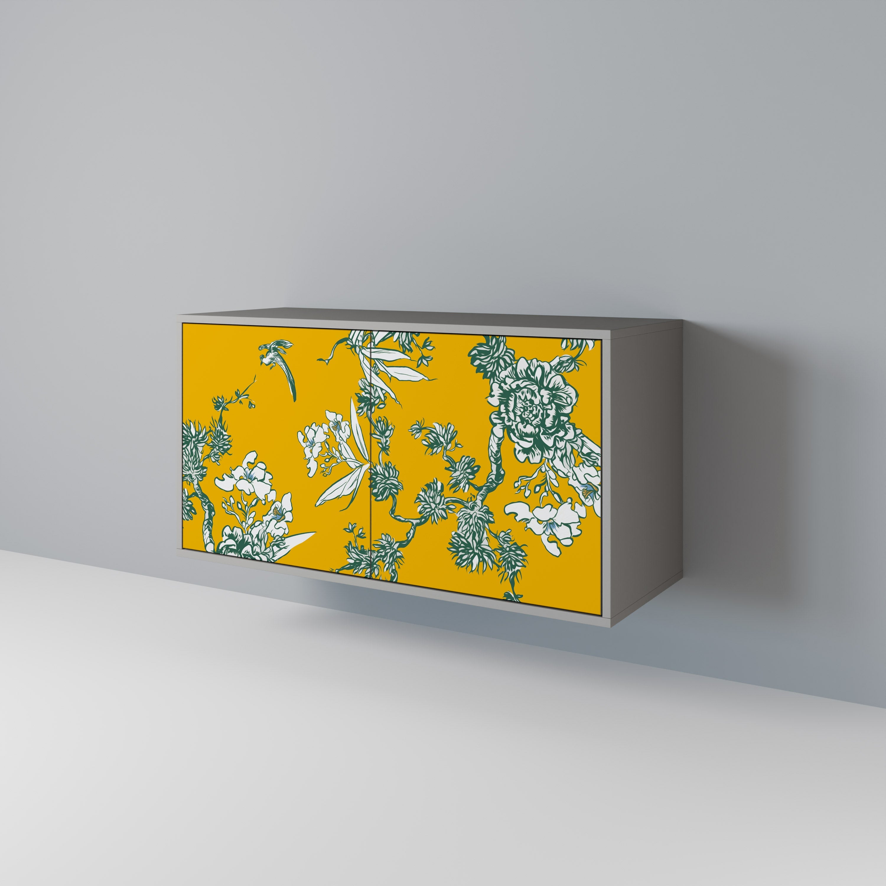 YELLOW CHINOISERIE Sideboard mit 2 Türen in Grau