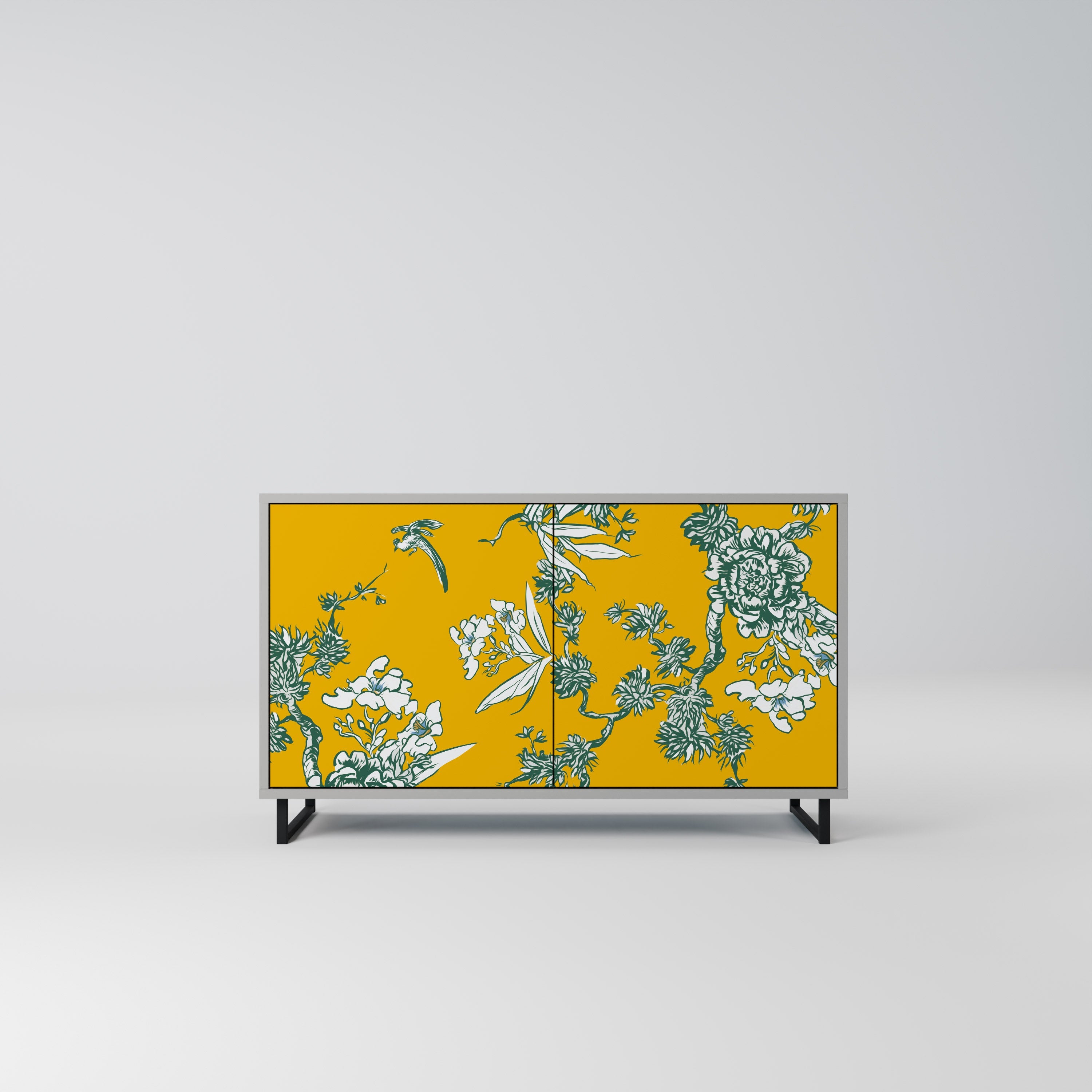 YELLOW CHINOISERIE Sideboard mit 2 Türen in Grau