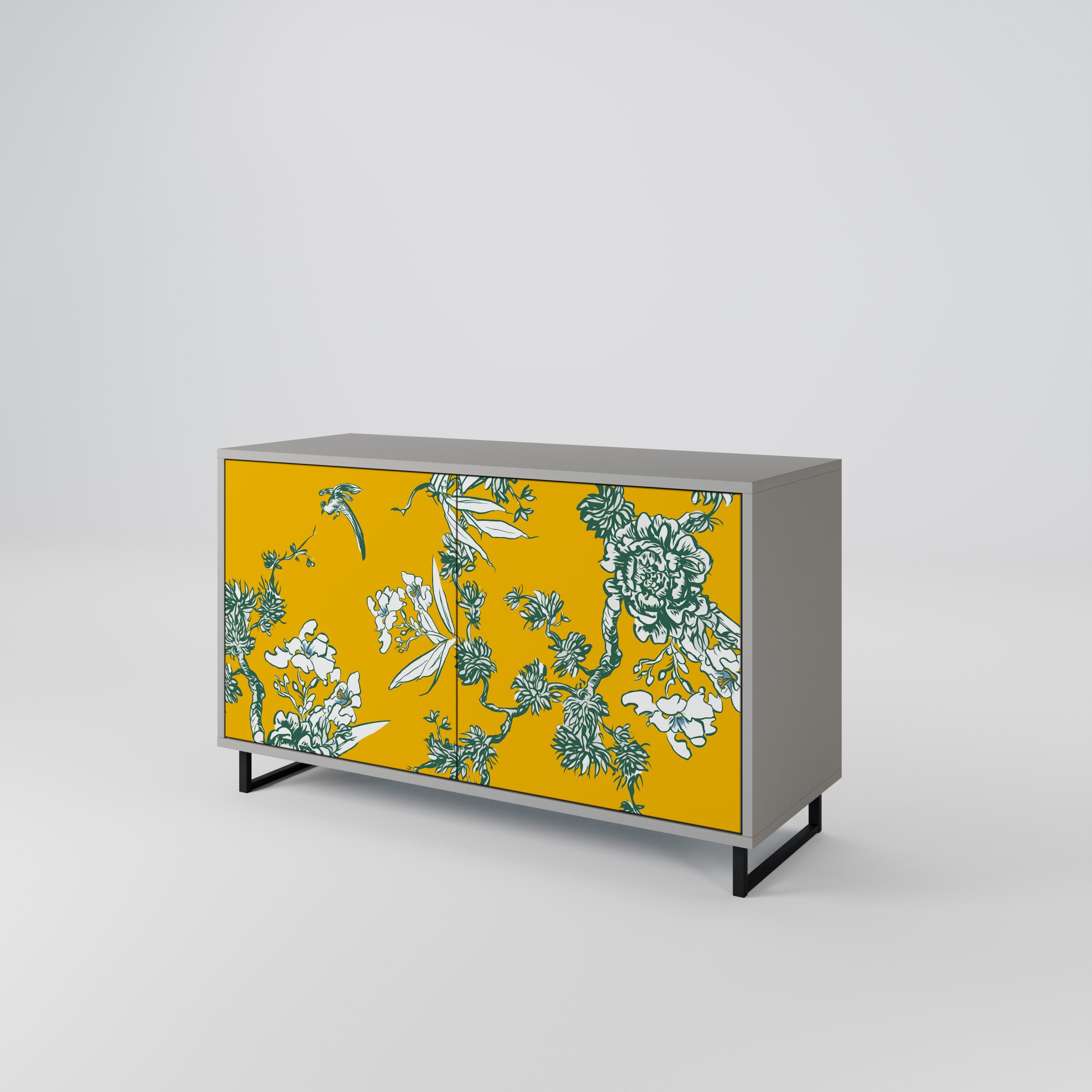 YELLOW CHINOISERIE Sideboard mit 2 Türen in Grau