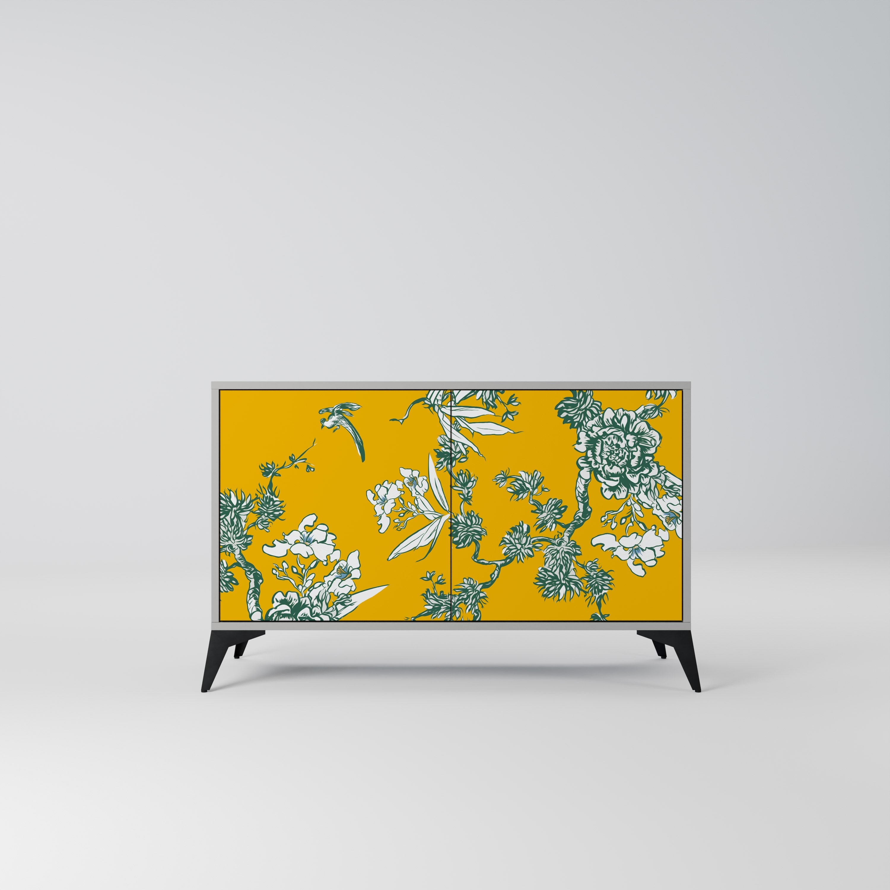 YELLOW CHINOISERIE Sideboard mit 2 Türen in Grau