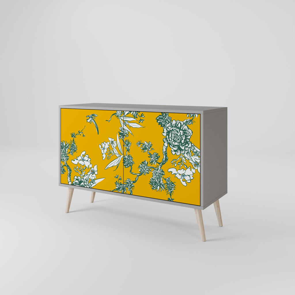 YELLOW CHINOISERIE Sideboard mit 2 Türen in Grau