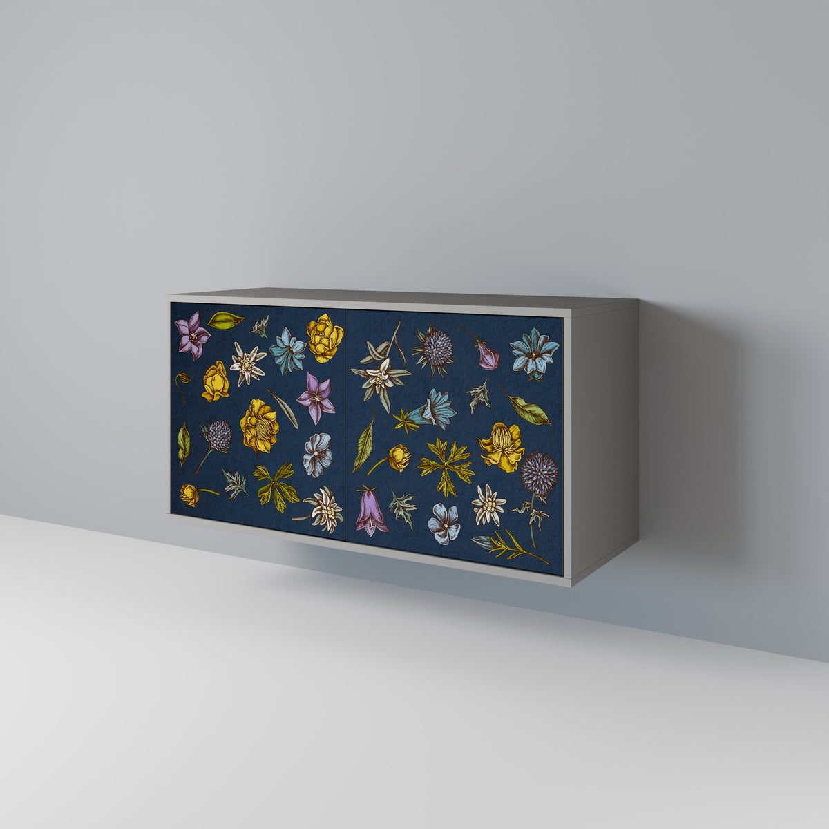 FLOWERS ON NAVY BLUE 2-türiges Sideboard