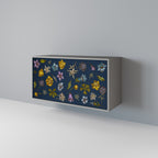 FLOWERS ON NAVY BLUE 2-Door Sideboard in Grey Finish