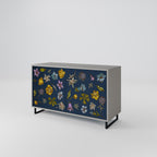 FLOWERS ON NAVY BLUE 2-Door Sideboard in Grey Finish