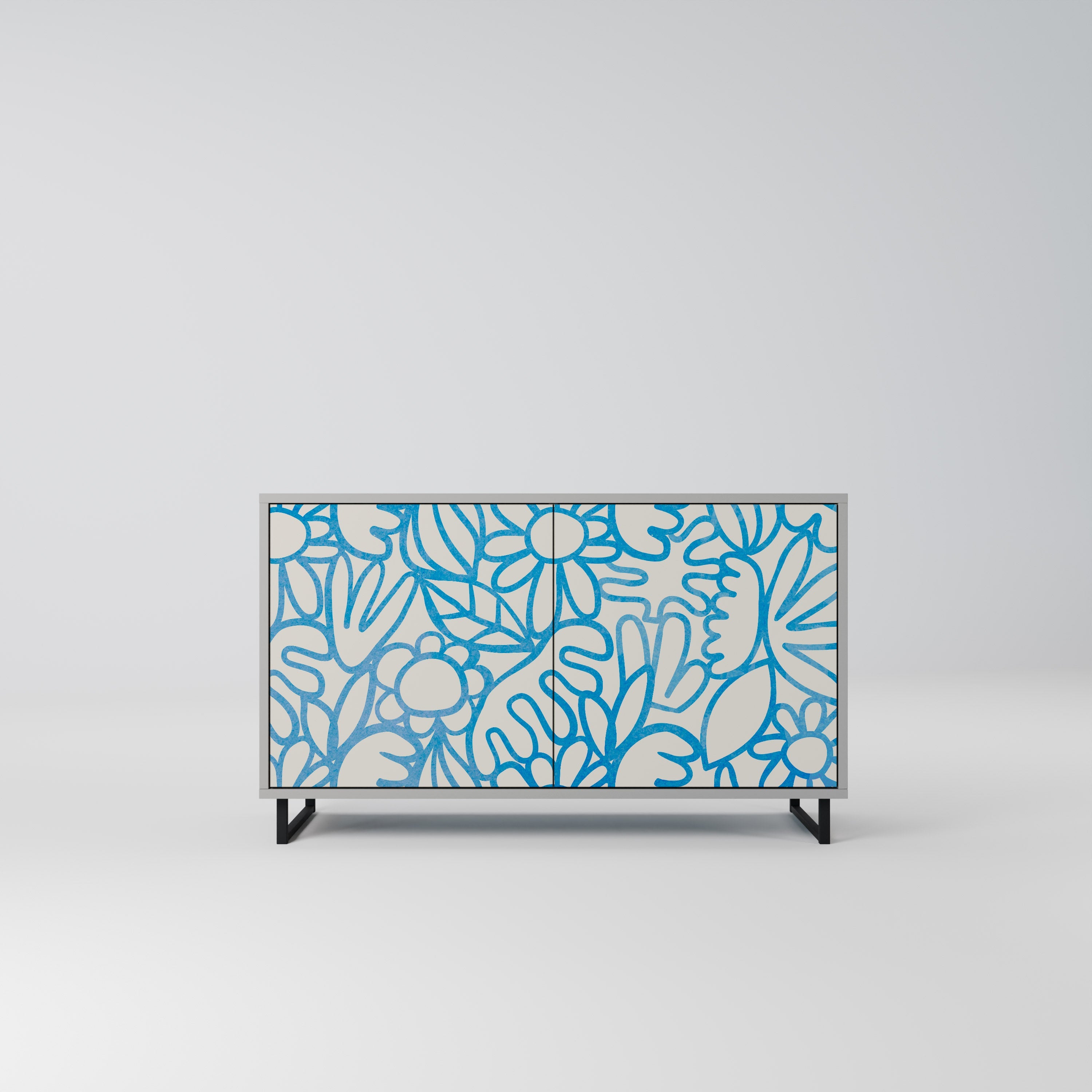 BLOOMY MORNING Sideboard mit 2 Türen in Grau