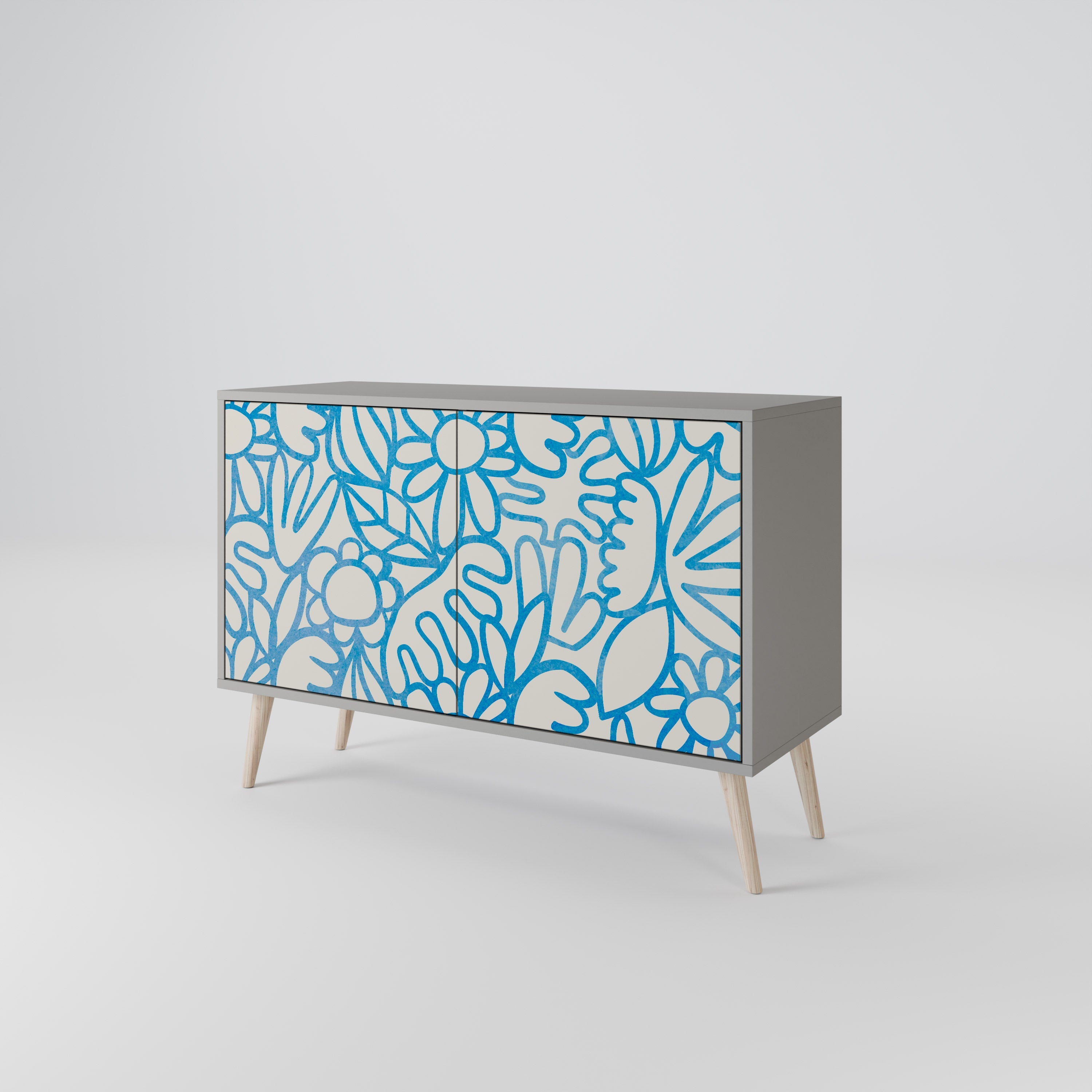 BLOOMY MORNING Sideboard mit 2 Türen in Grau