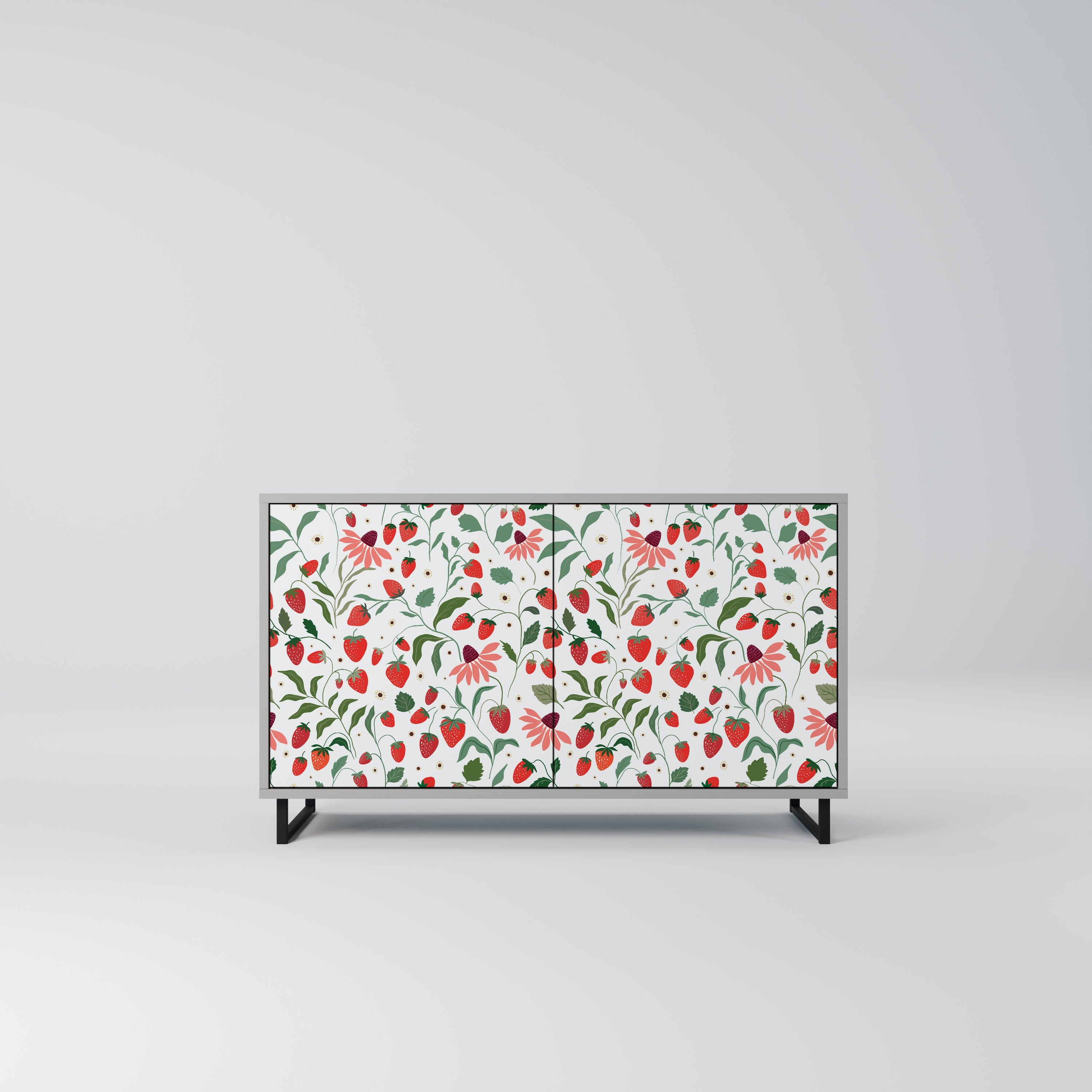 FLOWERS AND STRAWBERRIES Sideboard mit 2 Türen in Grau