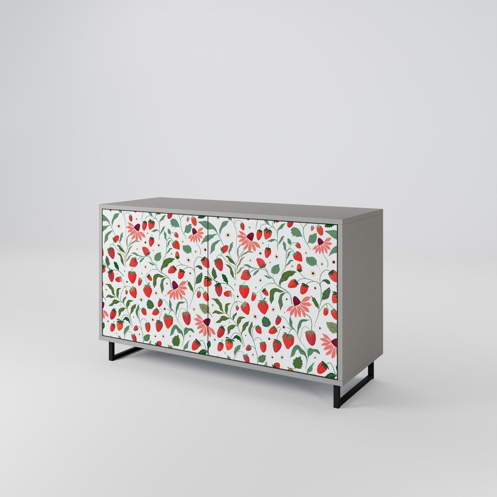FLOWERS AND STRAWBERRIES Sideboard mit 2 Türen in Grau