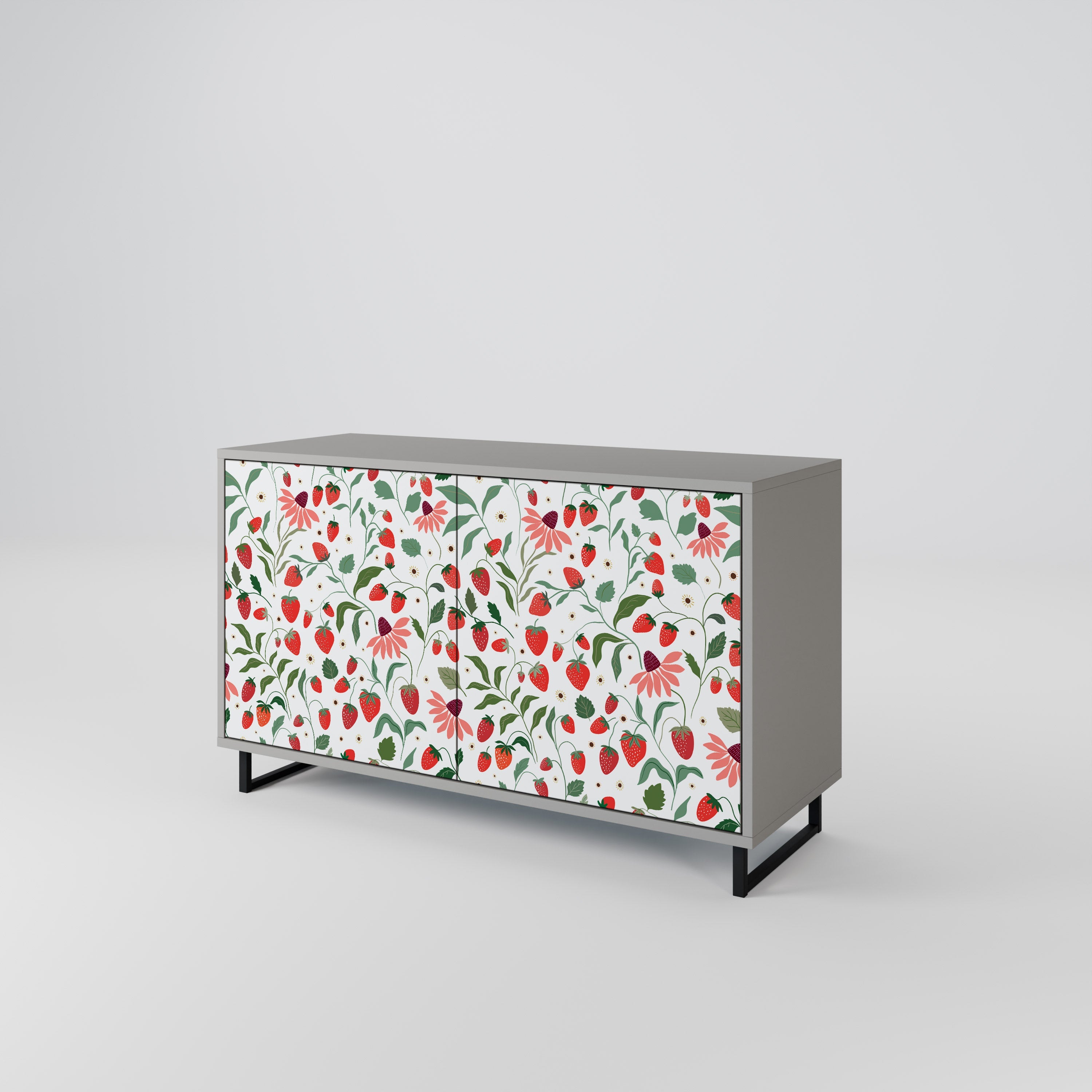 FLOWERS AND STRAWBERRIES Sideboard mit 2 Türen in Grau