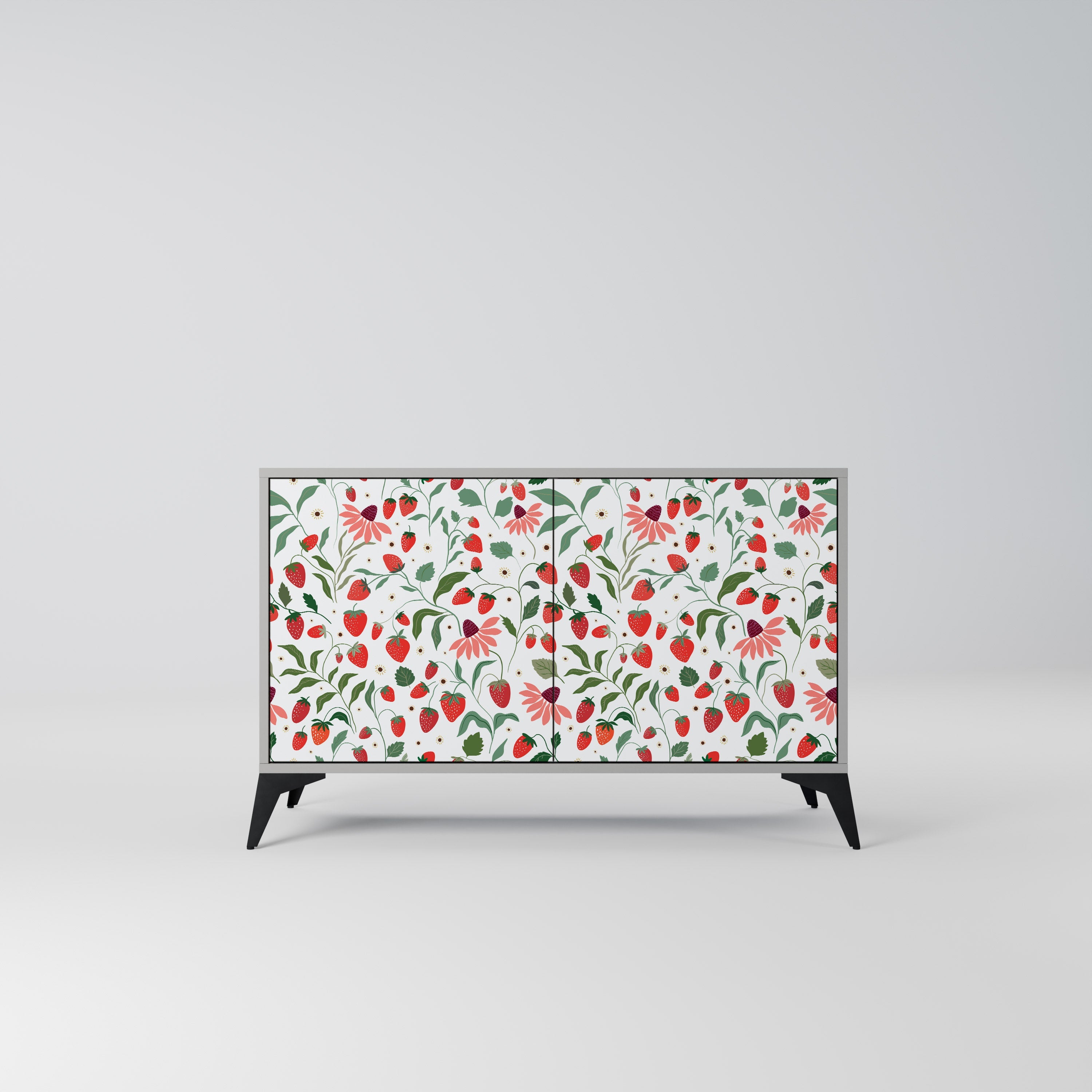 FLOWERS AND STRAWBERRIES Sideboard mit 2 Türen in Grau