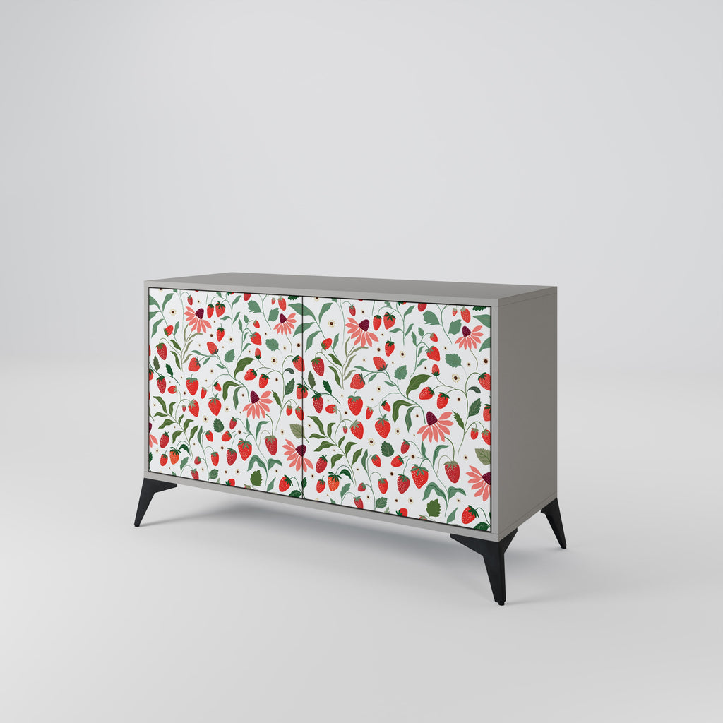 FLOWERS AND STRAWBERRIES Sideboard mit 2 Türen in Grau